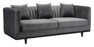 78.7" x 36.2" x 31.9" Gray Velvet Birch Wood and MDF Sofa