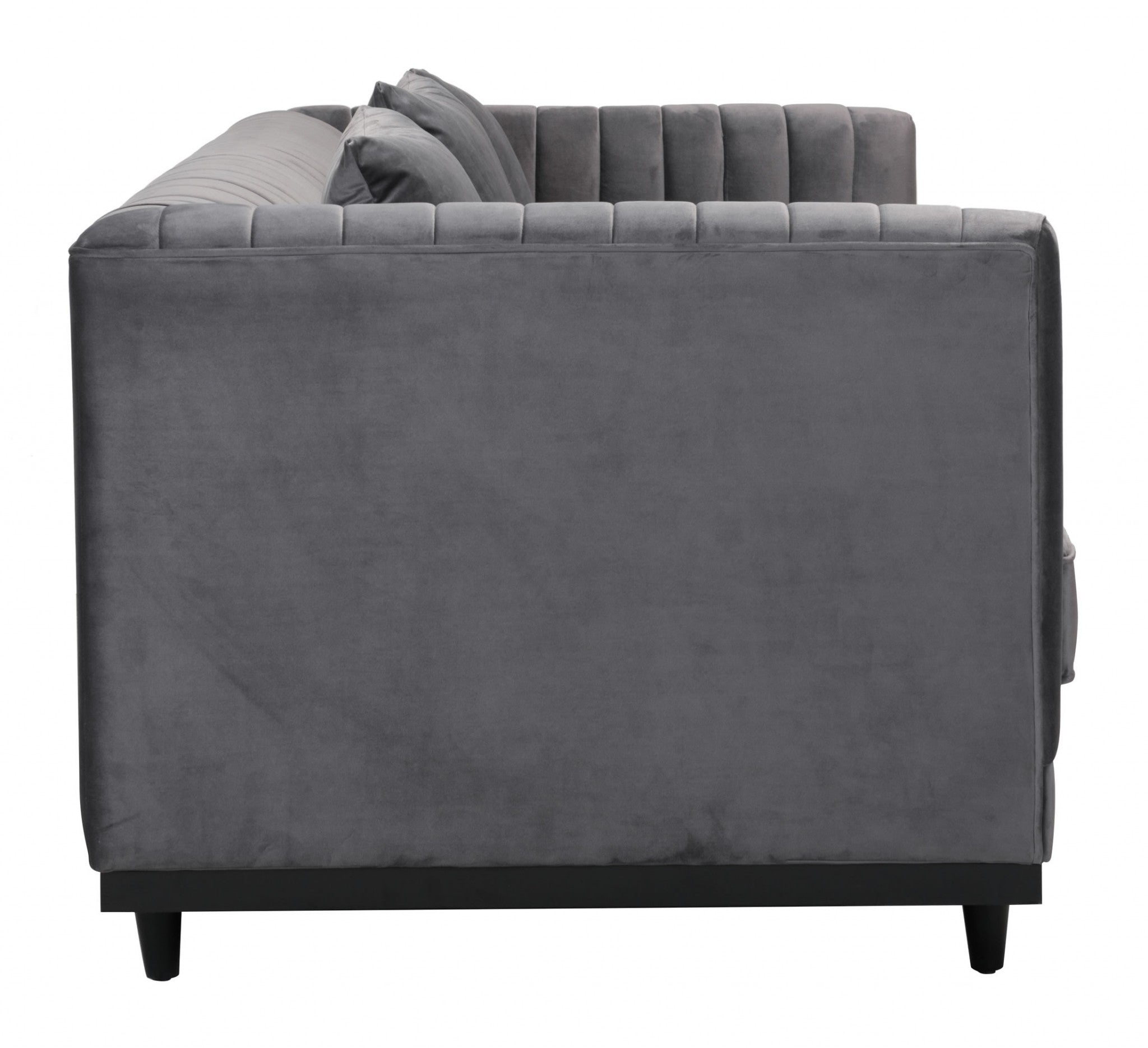 78.7" x 36.2" x 31.9" Gray Velvet Birch Wood and MDF Sofa