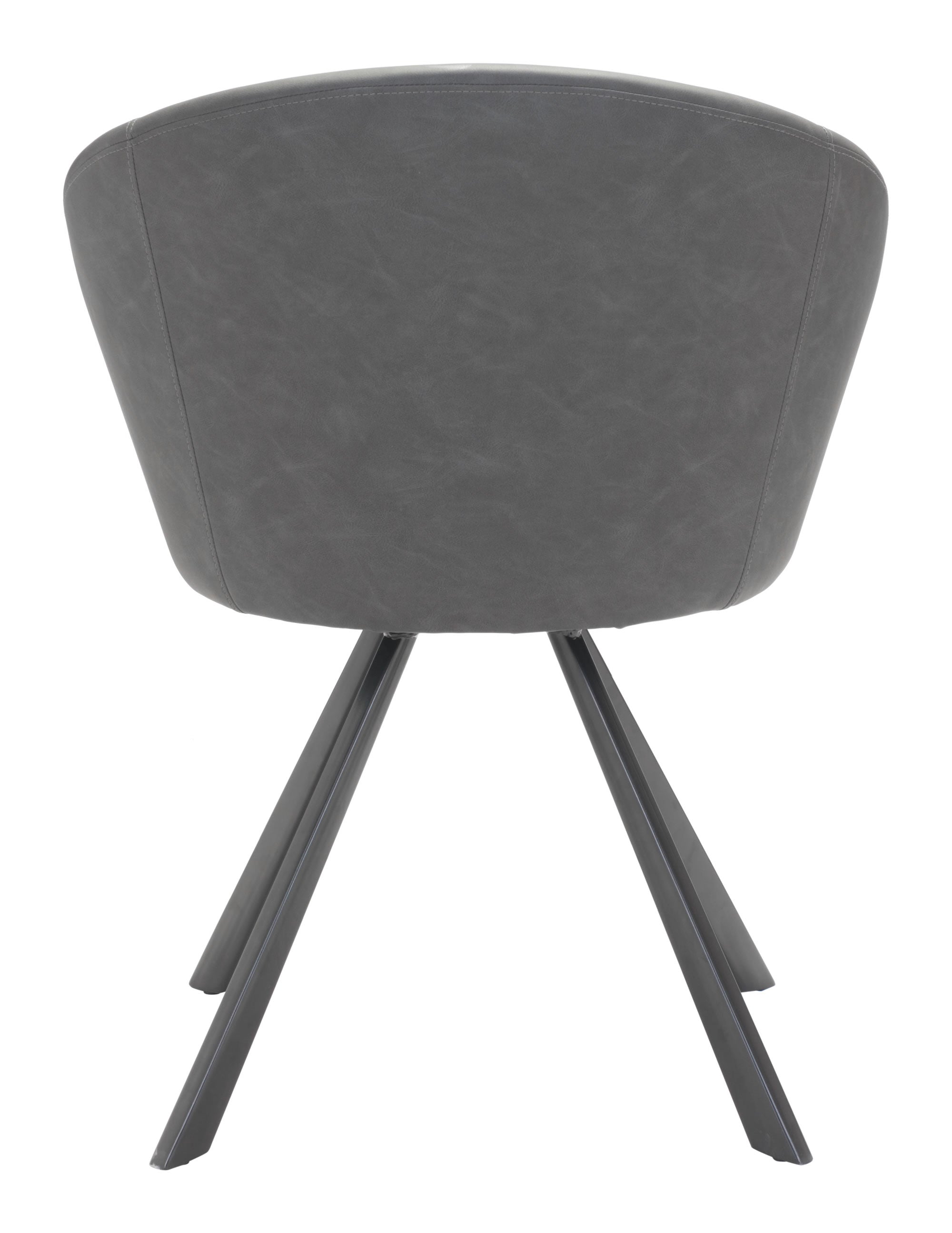 25.2" x 22.4" x 31.9" Gray, Leatherette, Steel, Dining Chair
