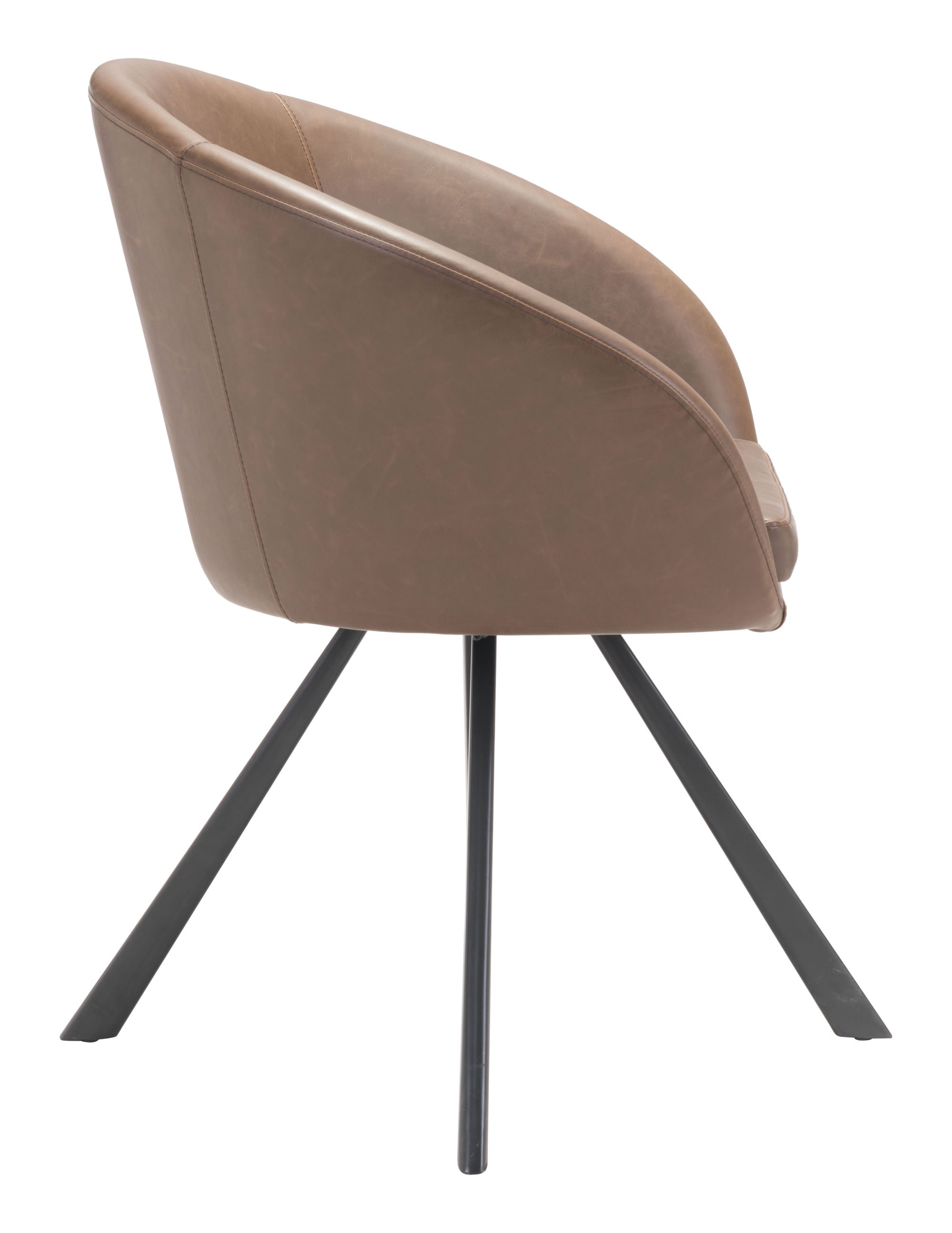 25.2" x 22.4" x 31.9" Espresso, Leatherette, Steel, Dining Chair