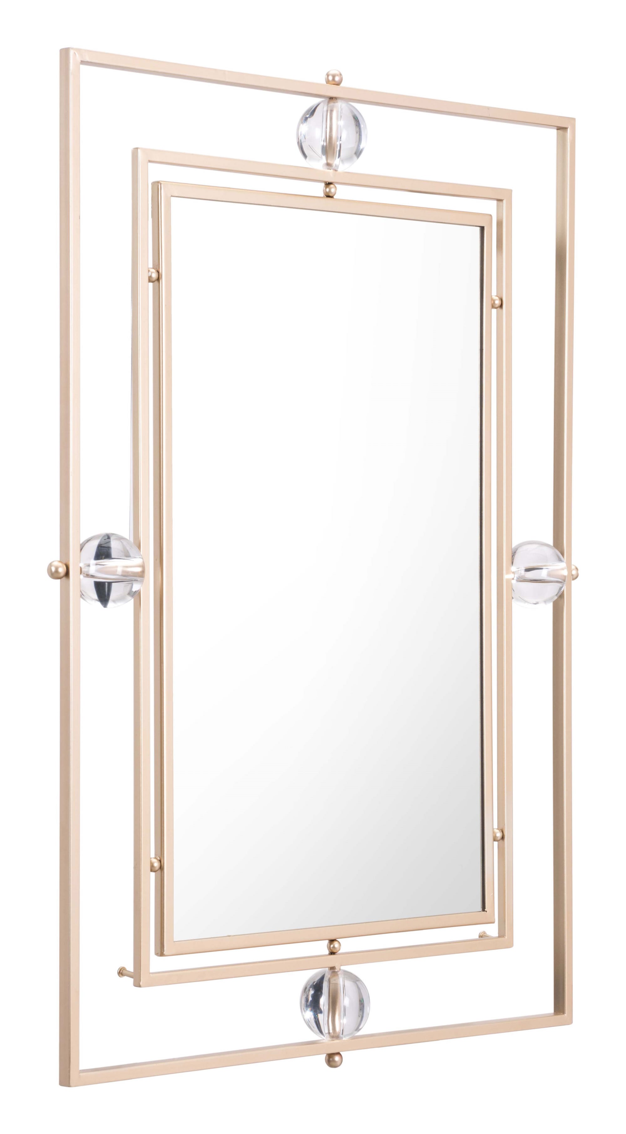 22.4" x 2.4" x 32.3" Gold & Lucite, Steel & MDF, Rectangle Lucite Mirror