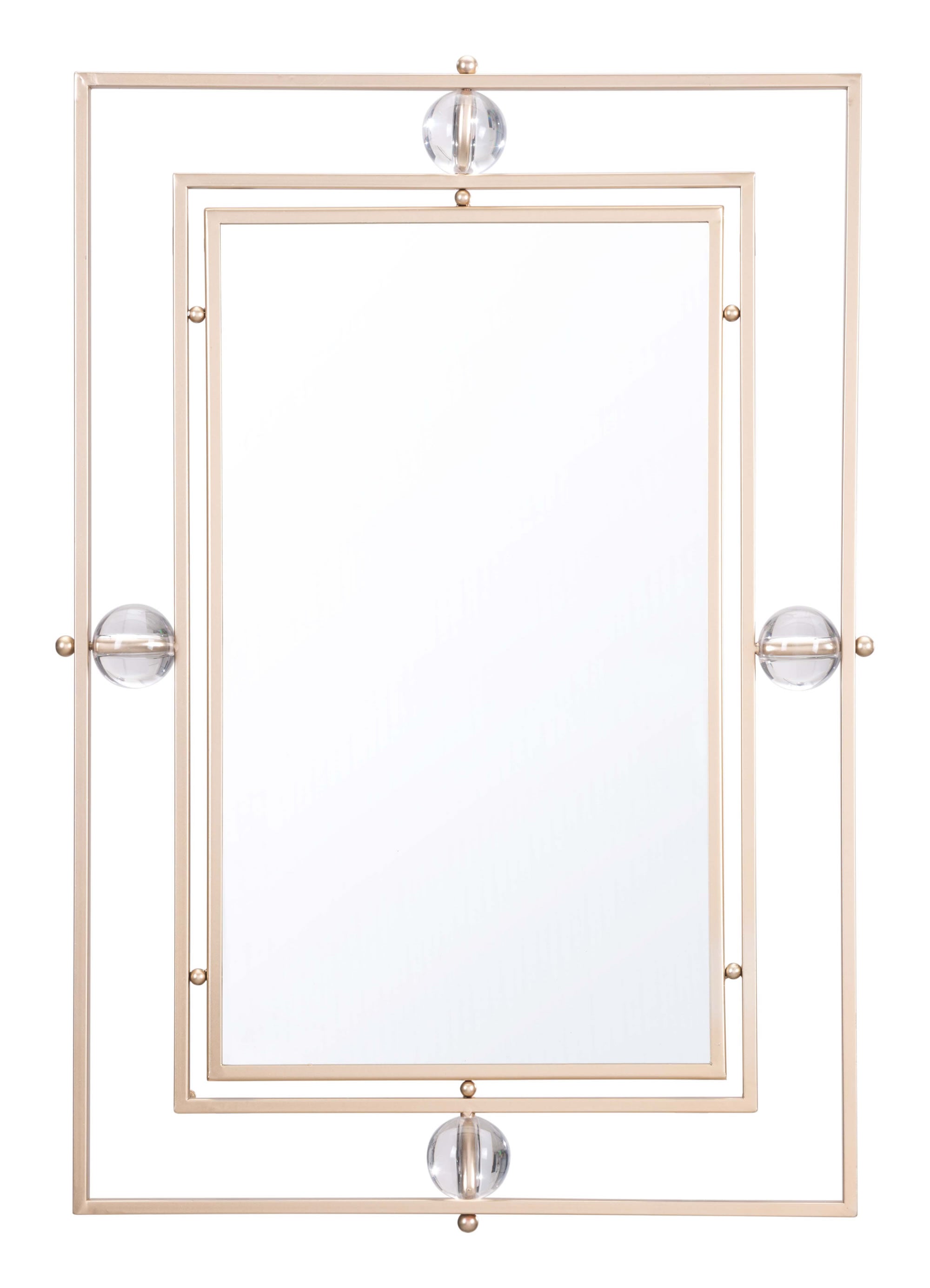 22.4" x 2.4" x 32.3" Gold & Lucite, Steel & MDF, Rectangle Lucite Mirror