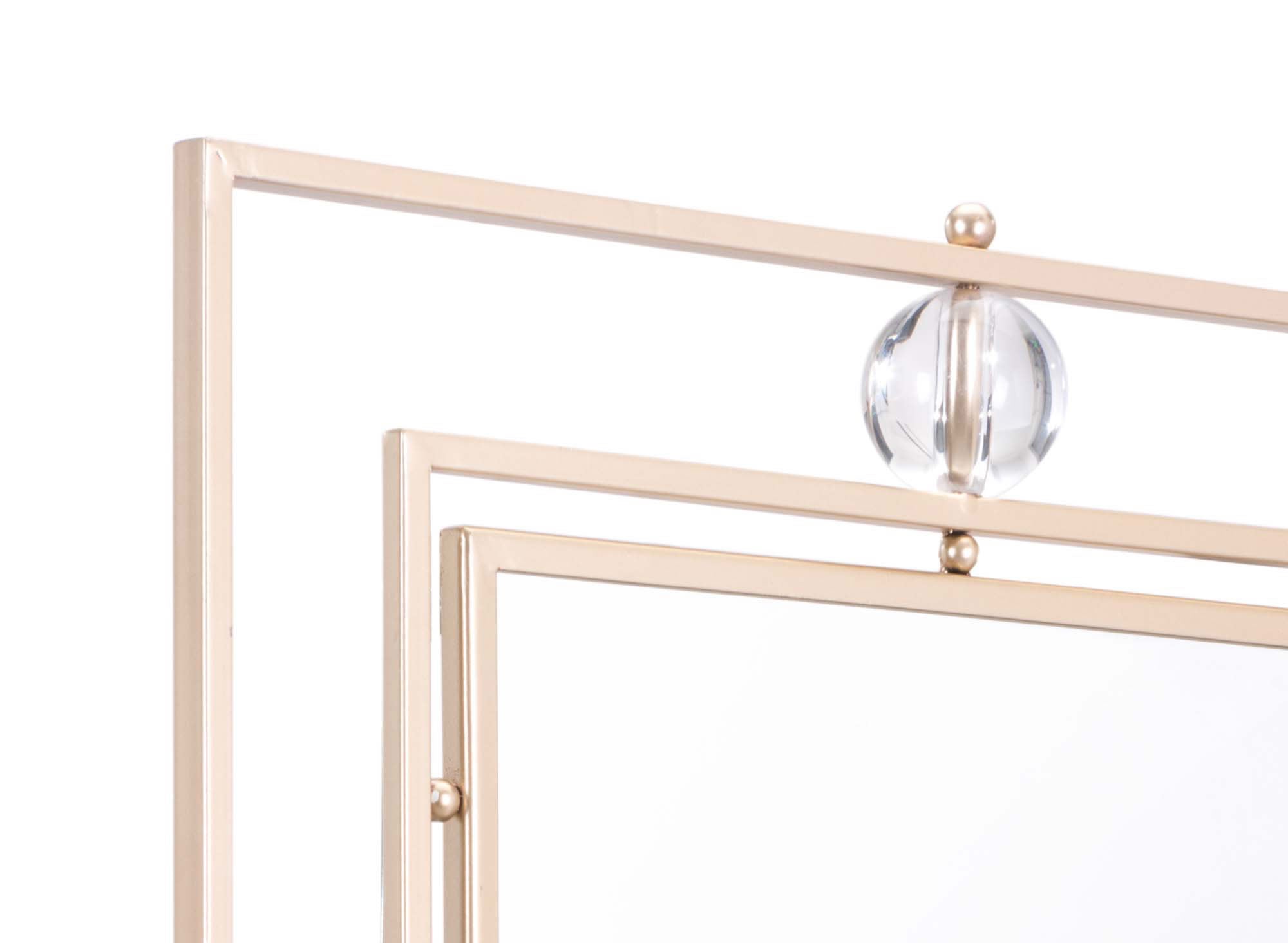 22.4" x 2.4" x 32.3" Gold & Lucite, Steel & MDF, Rectangle Lucite Mirror