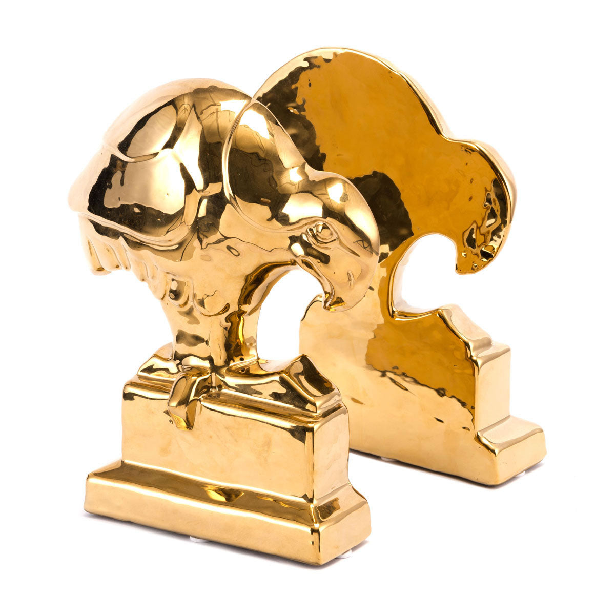 7.9" x 2.1" x 9.4" Gold, Dolomite, Bookends