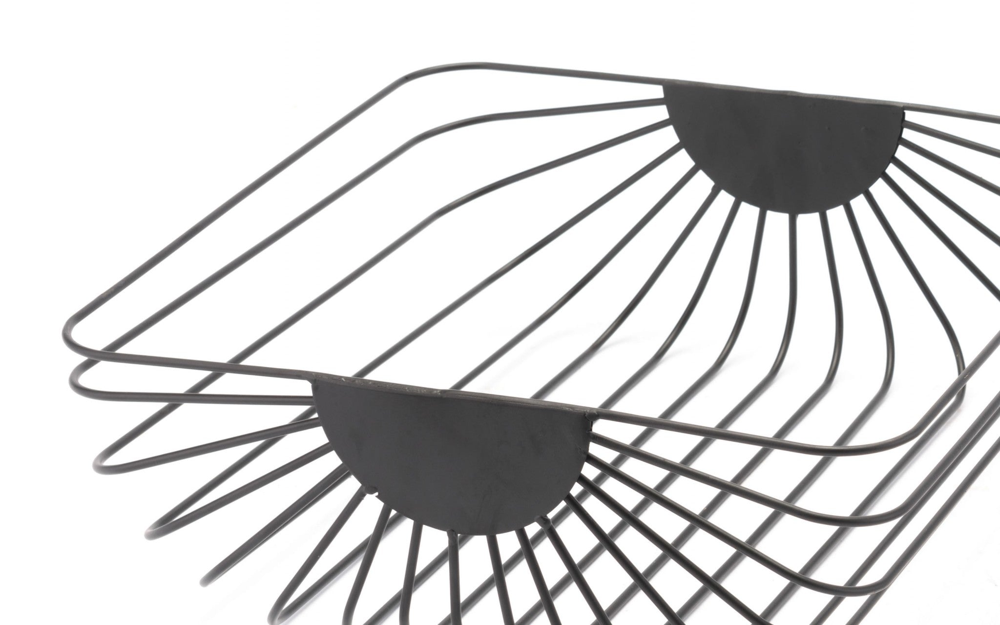 14" x 13.8" x 5.1" Black, Steel, Wired Trays - Set of 2