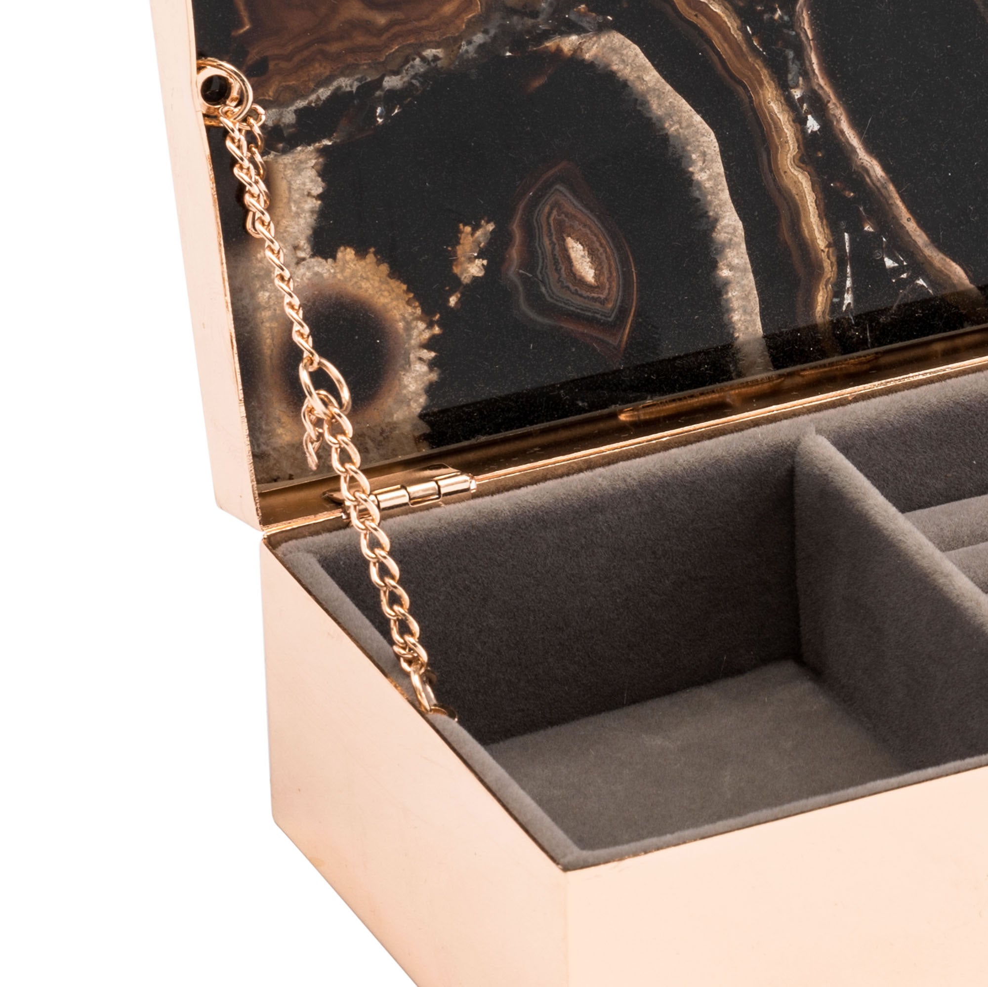 6.3" x 3.9" x 2.4" Black, Printed Glass & Steel, Stone Box Small