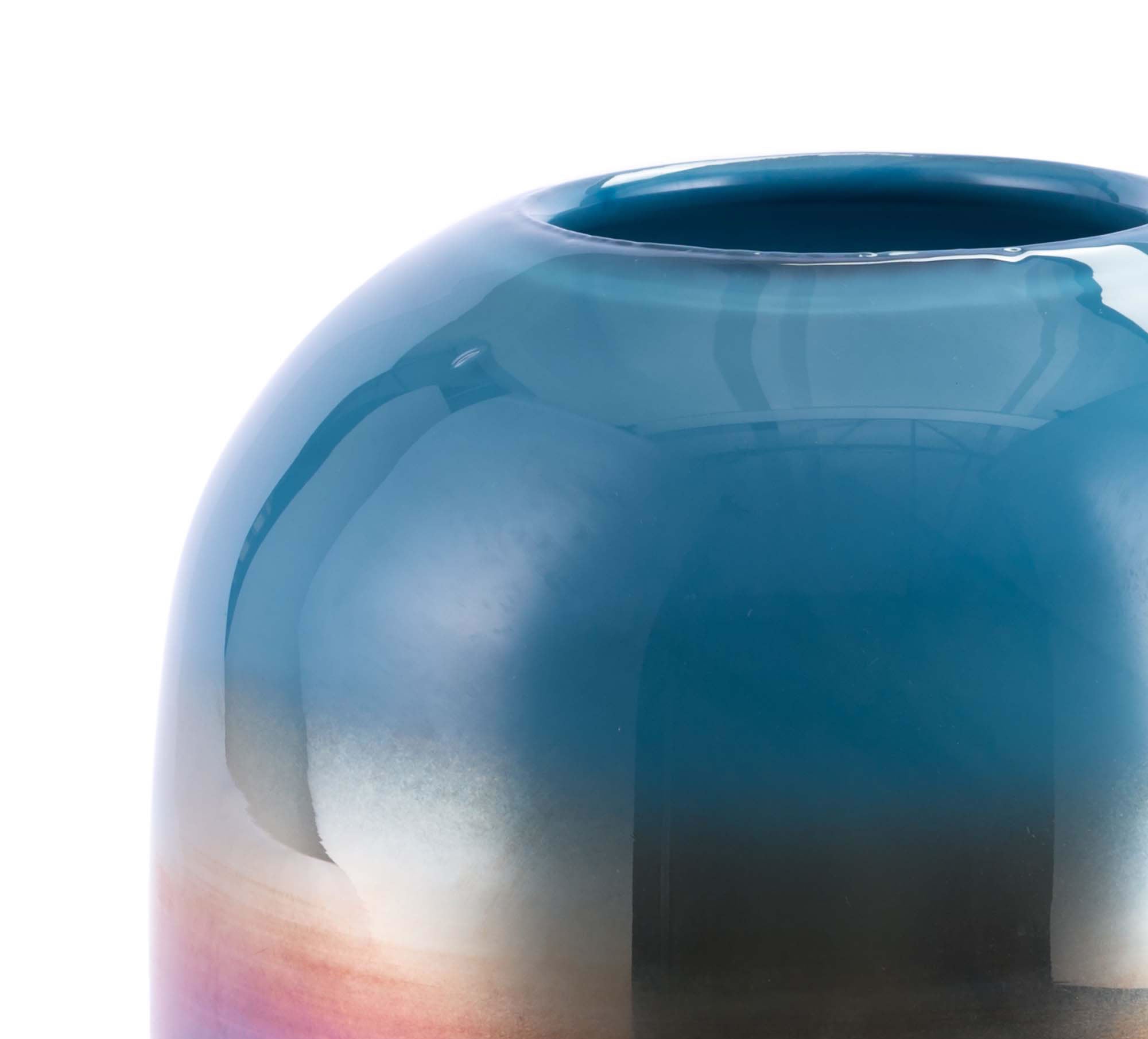 7.9" x 7.9" x 9.6" Blue, Glass, Large Vase