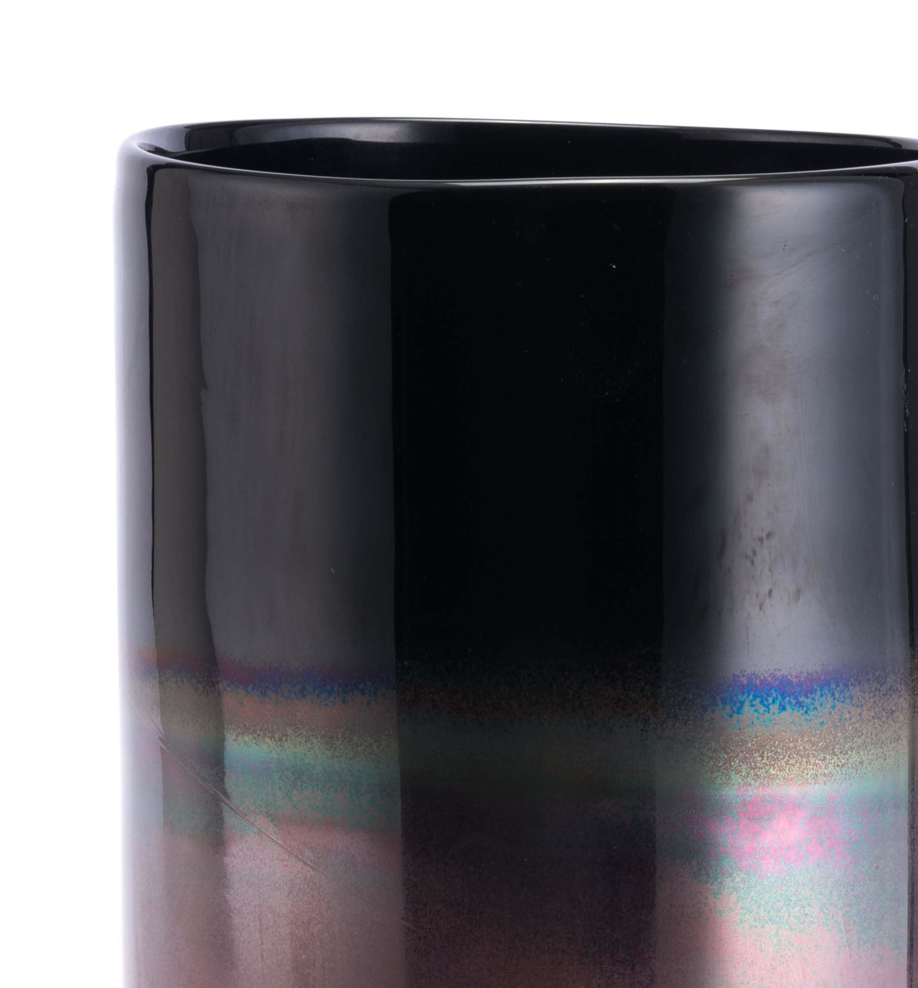 6.3" x 6.3" x 13.8" Luster Black, Glass, Medium Vase