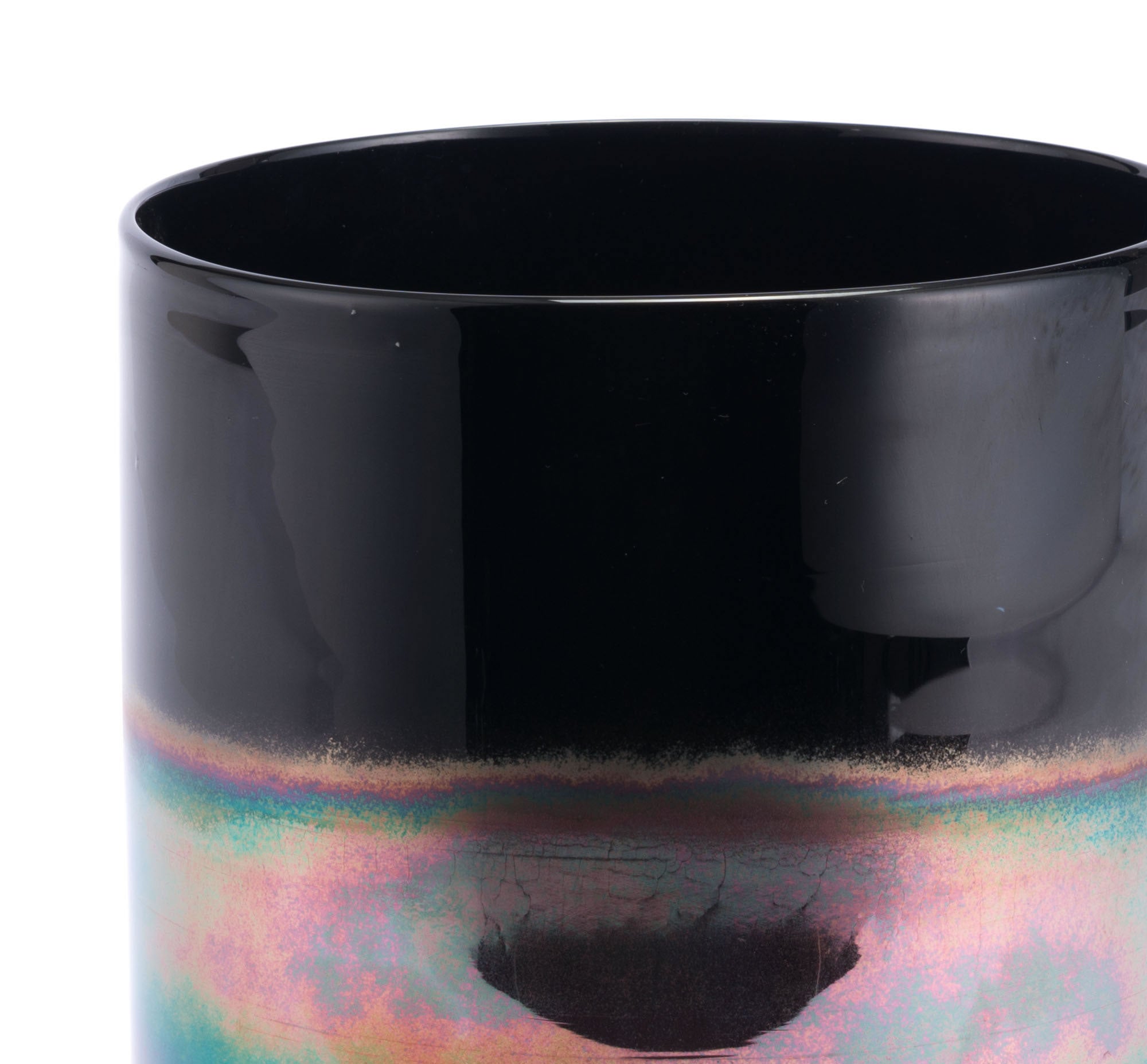 7.9" x 7.9" x 8.9" Luster Black, Glass, Large Vase
