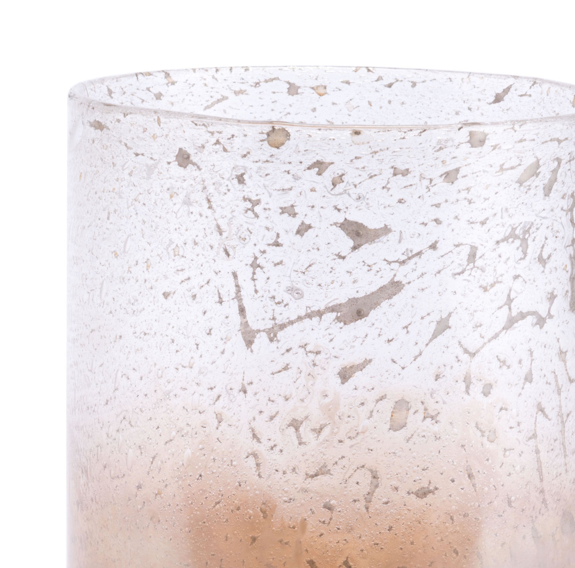 6.3" x 6.3" x 10.4" Translucent & Copper, Glass, Large Vase