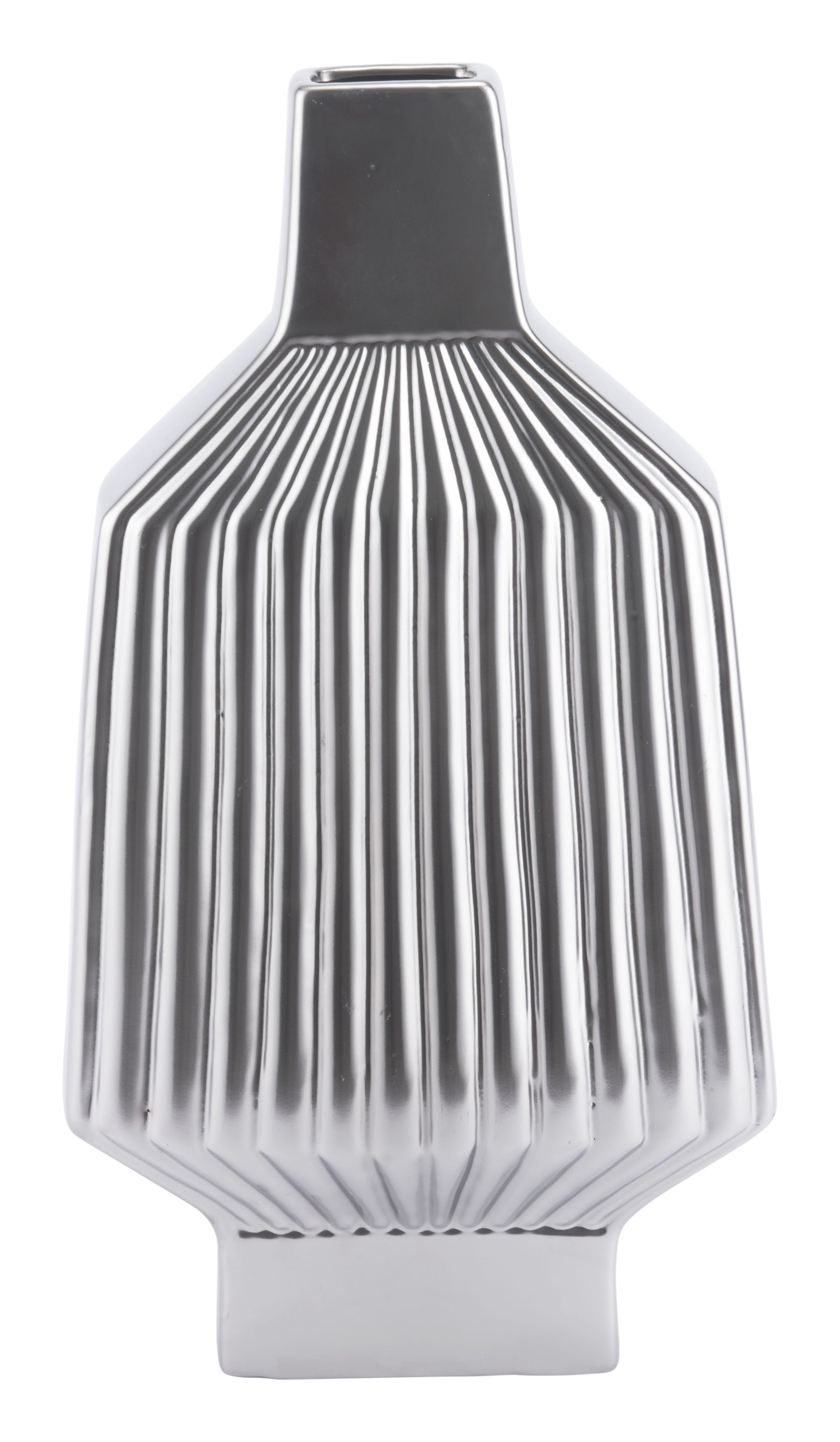 9.8" x 4.7" x 17.7" Matte Silver, Stoneware, Large Vase