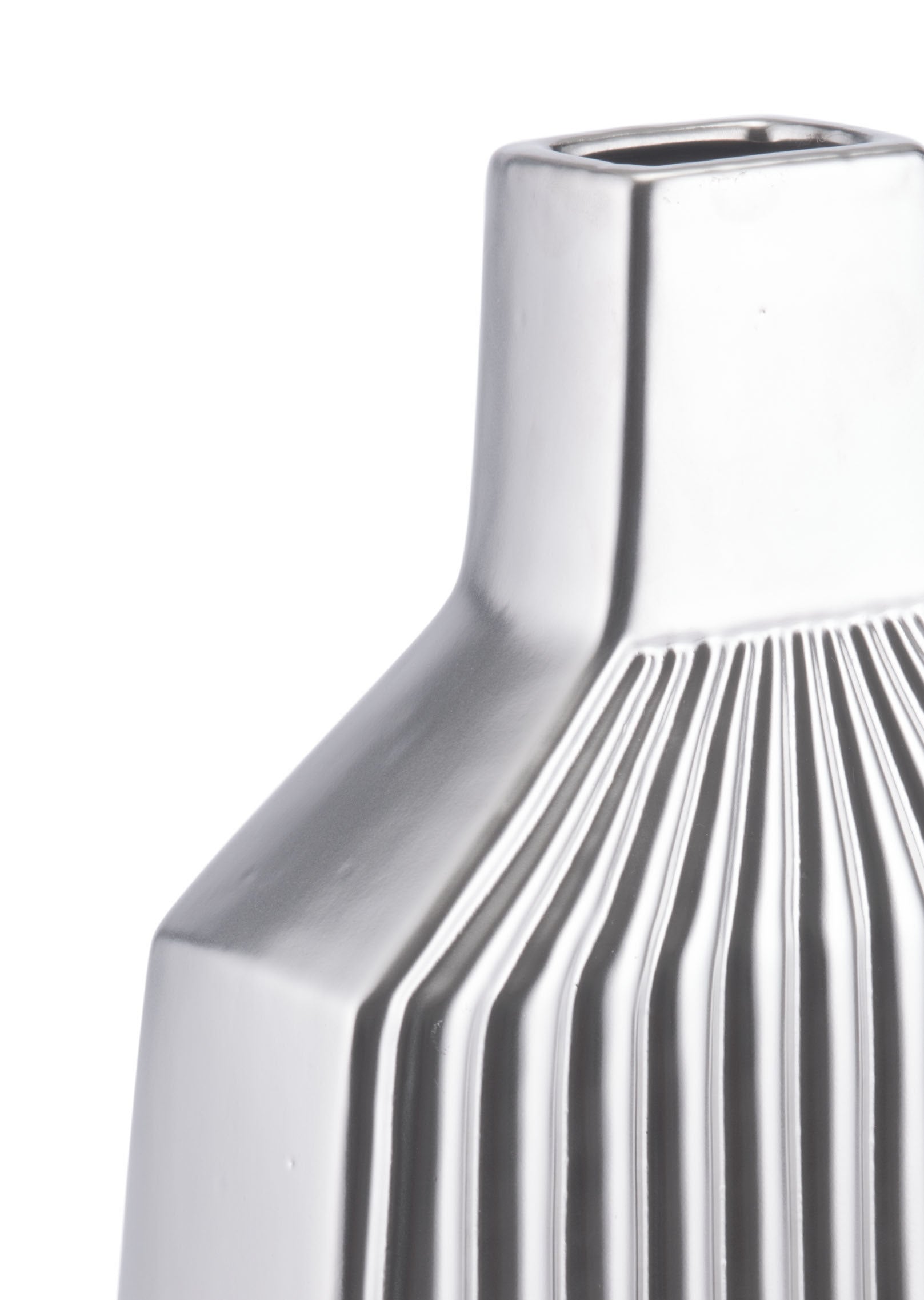 9.8" x 4.7" x 17.7" Matte Silver, Stoneware, Large Vase