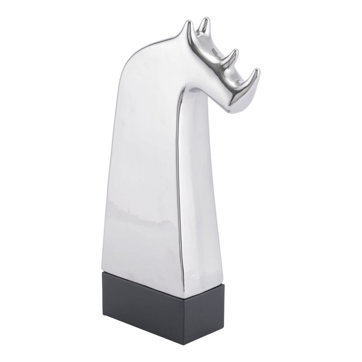 9.3" x 3.1" x 16.1" Silver, Dolomite, Rhino with Pedestal