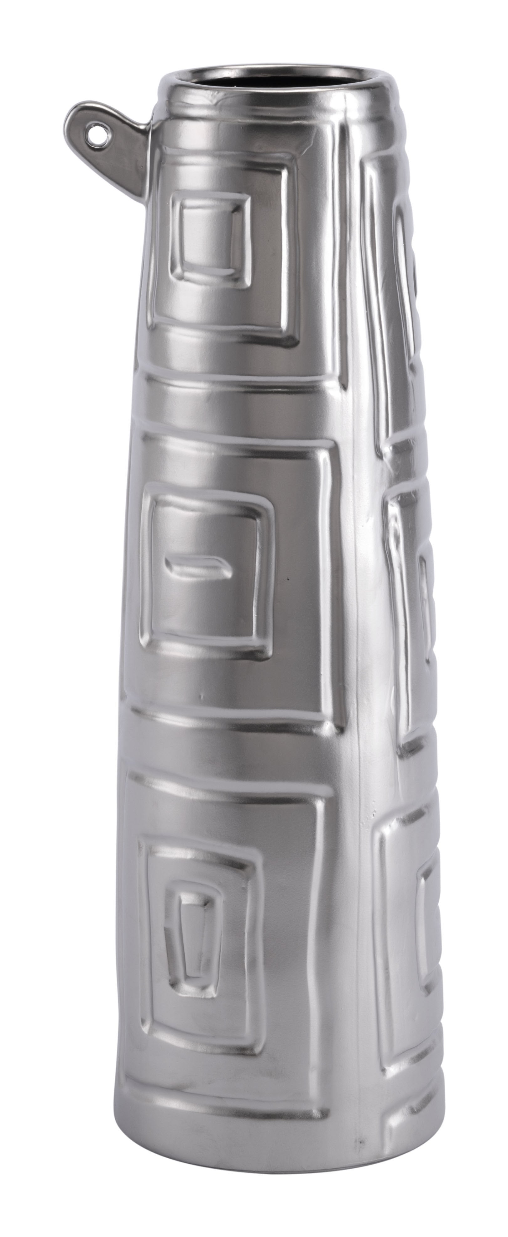 4.9" x 4.9" x 16.5" Matte Silver, Stoneware, Small Jar