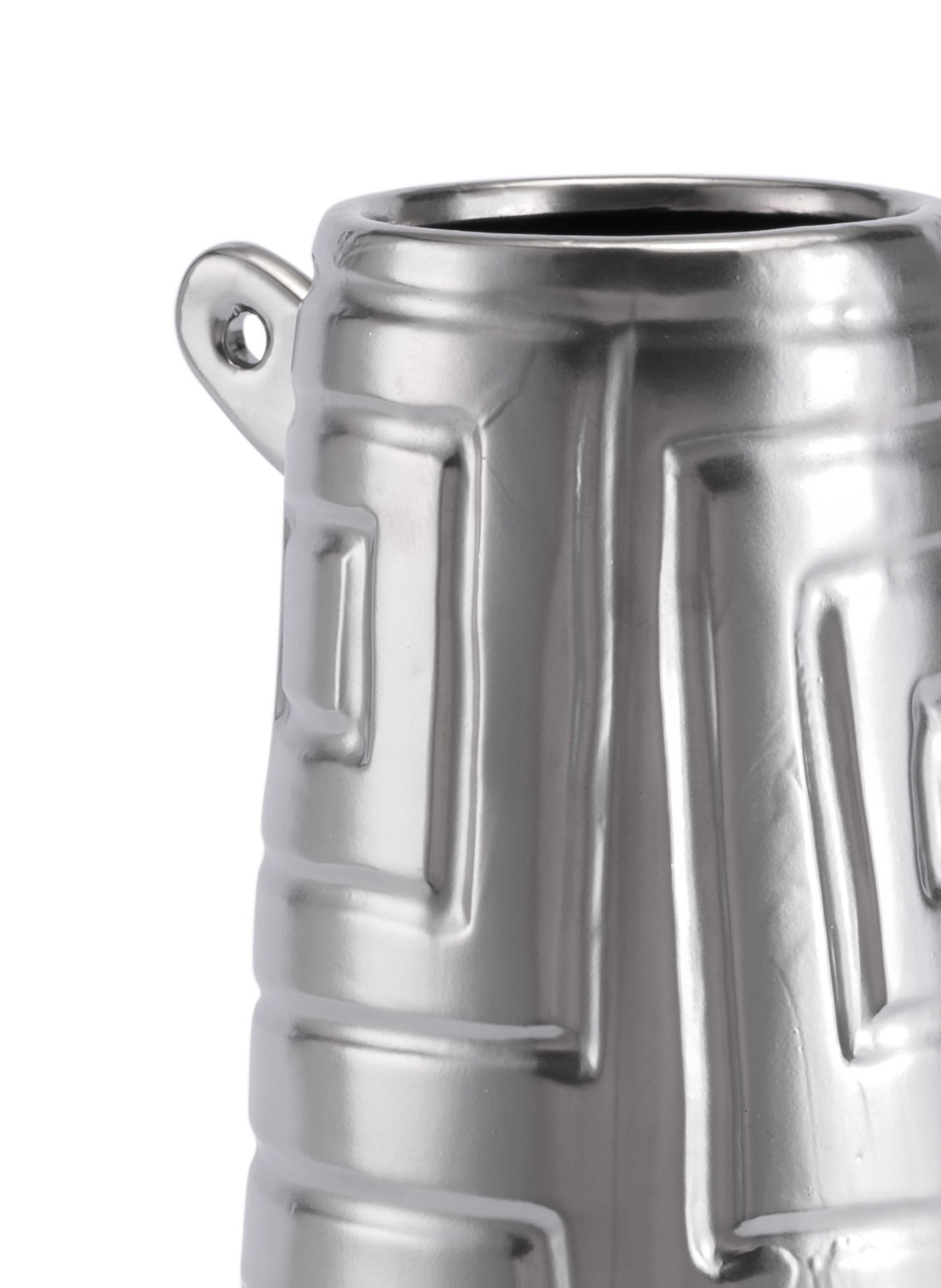 4.9" x 4.9" x 16.5" Matte Silver, Stoneware, Small Jar