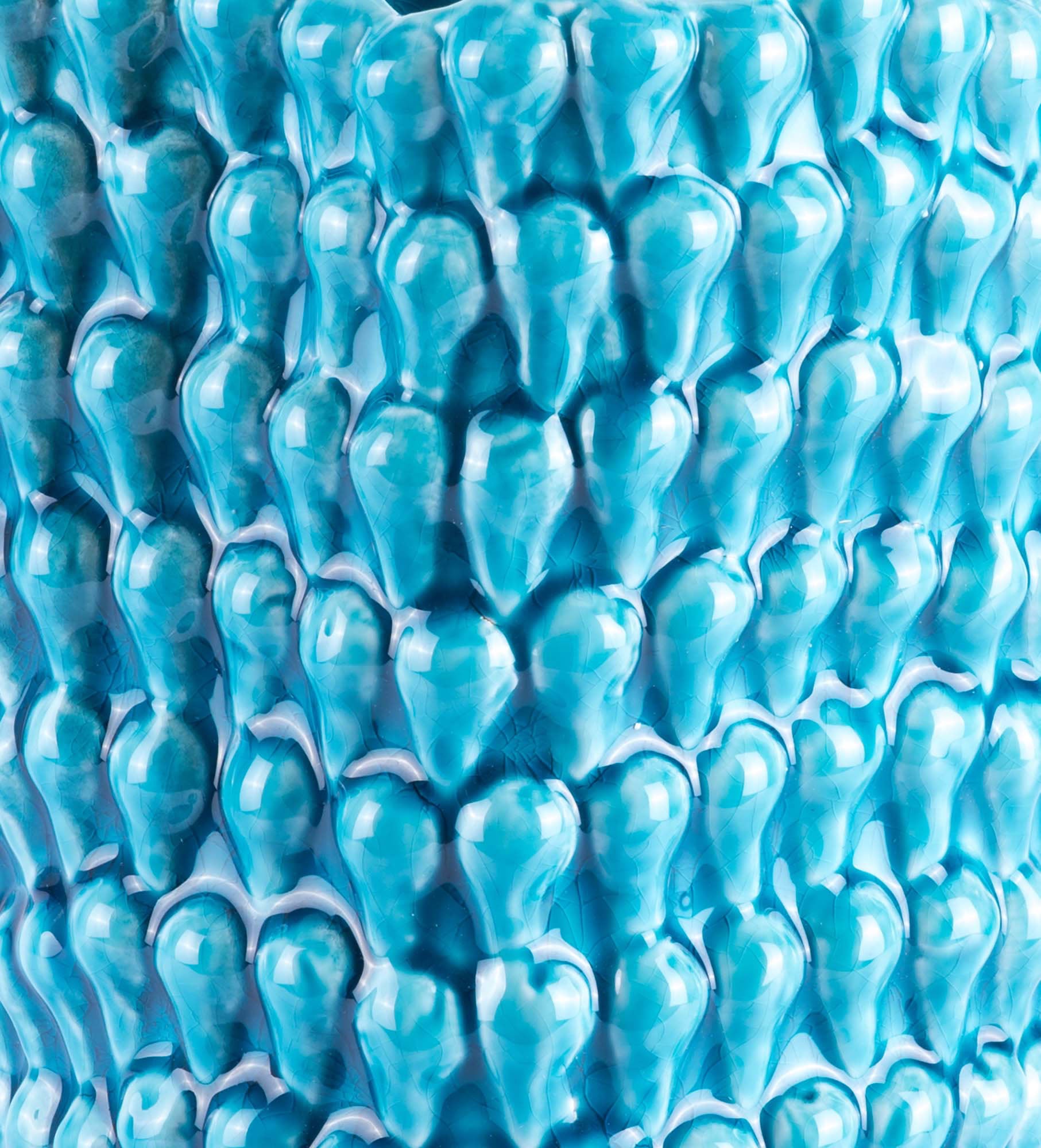 7.5" x 7.5" x 14.8" Turquoise, Ceramic, Large Vase