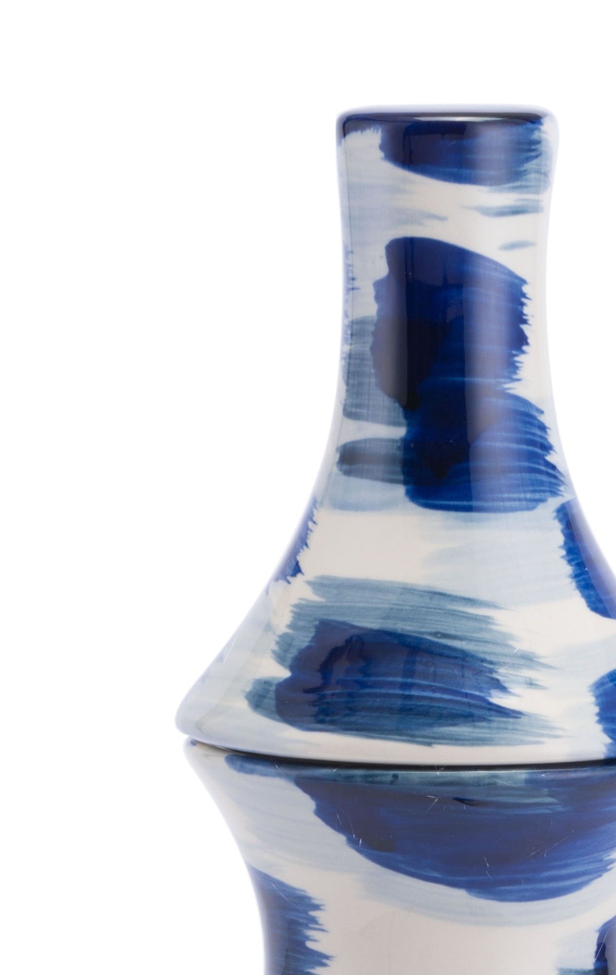 8.7" x 8.7" x 21.3" Blue & White, Ceramic, Large Jar