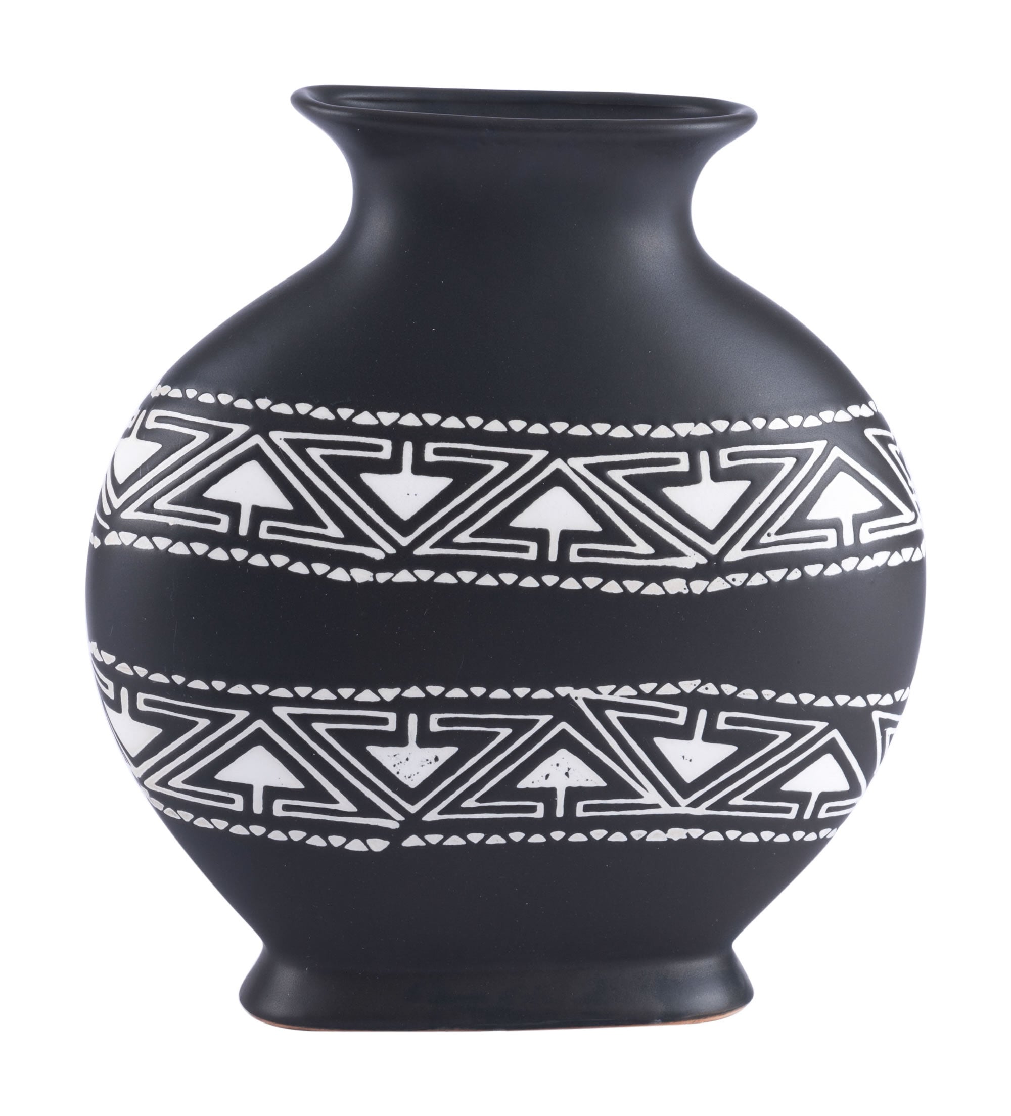 11" x 3.9" x 11.6" Black & White, Ceramic, Medium Vase