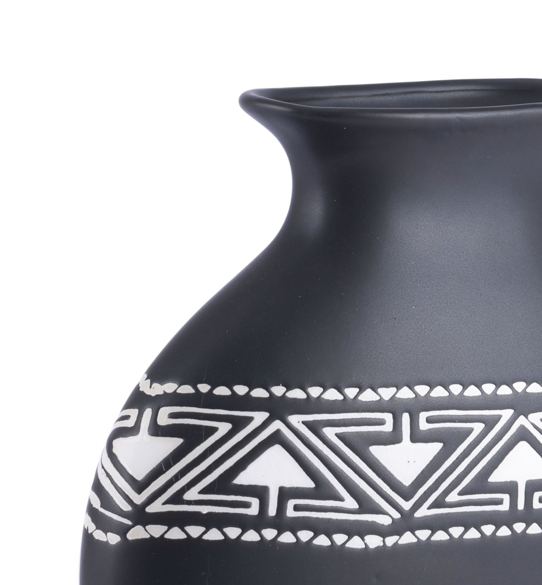 11" x 3.9" x 11.6" Black & White, Ceramic, Medium Vase