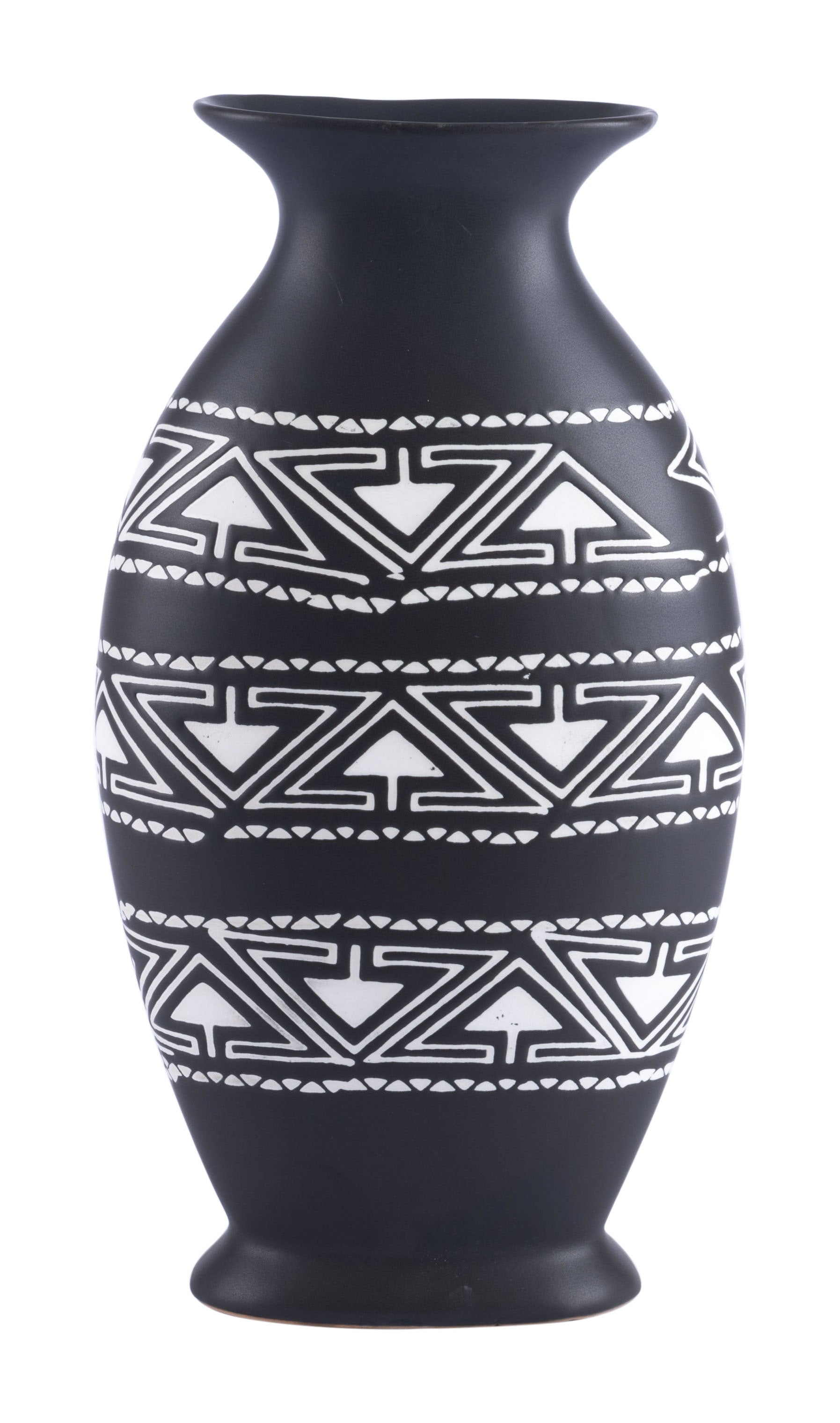 7.5" x 4.1" x 14" Black & White, Ceramic, Large Vase