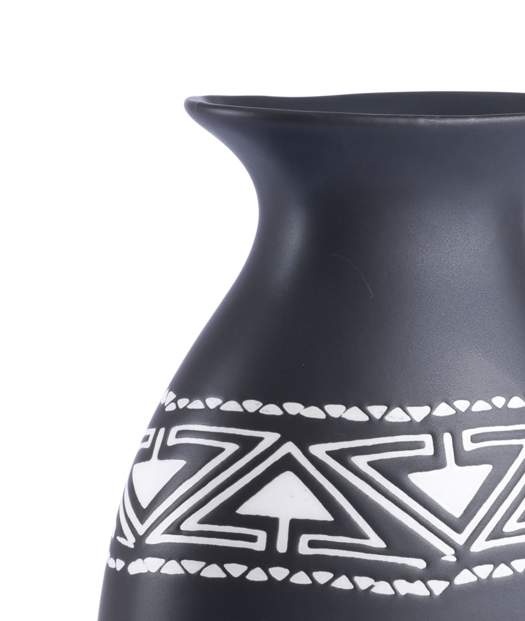 7.5" x 4.1" x 14" Black & White, Ceramic, Large Vase
