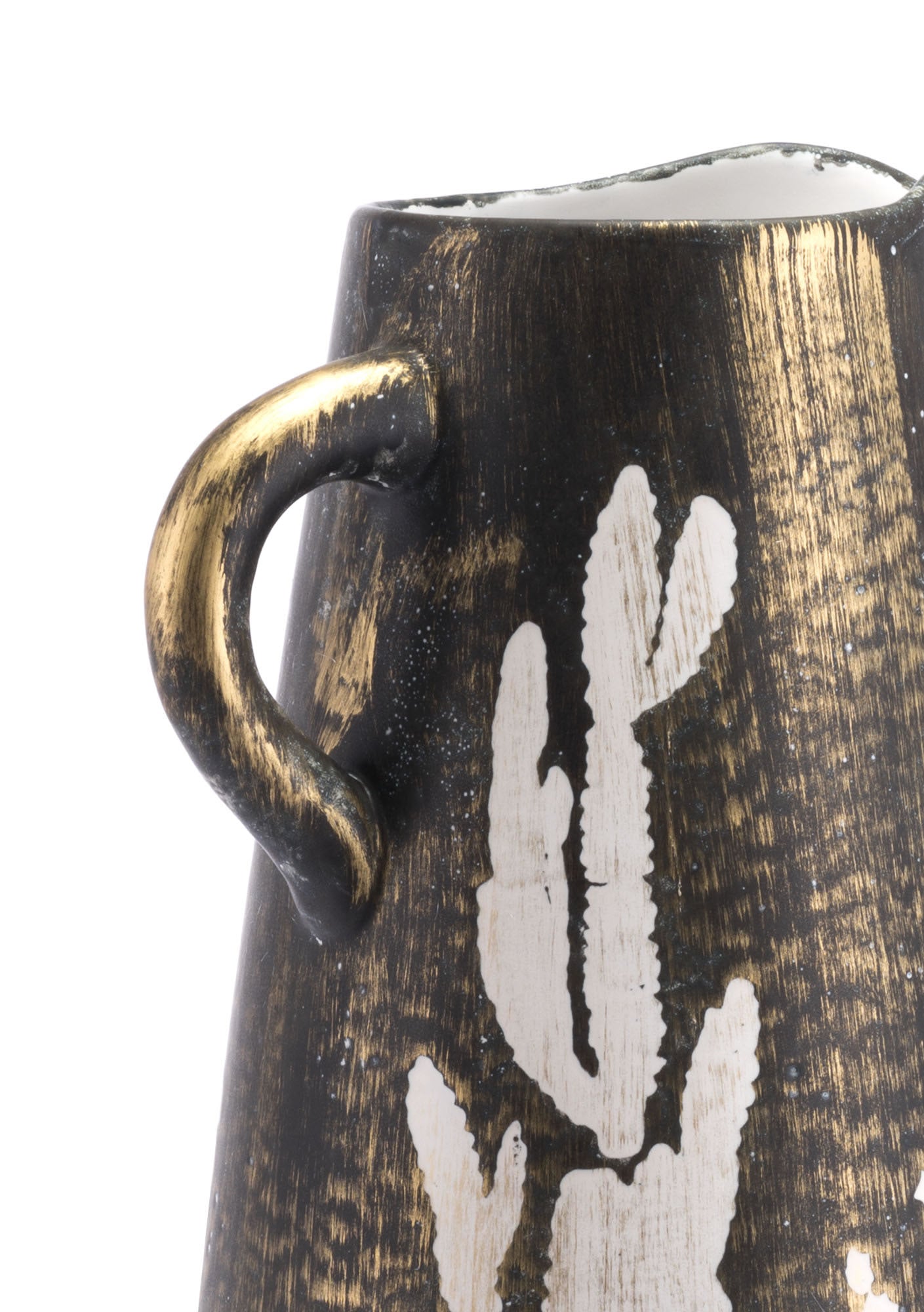 9.8" x 8.7" x 23.6" Antique Gold & White, Ceramic, Large Jar