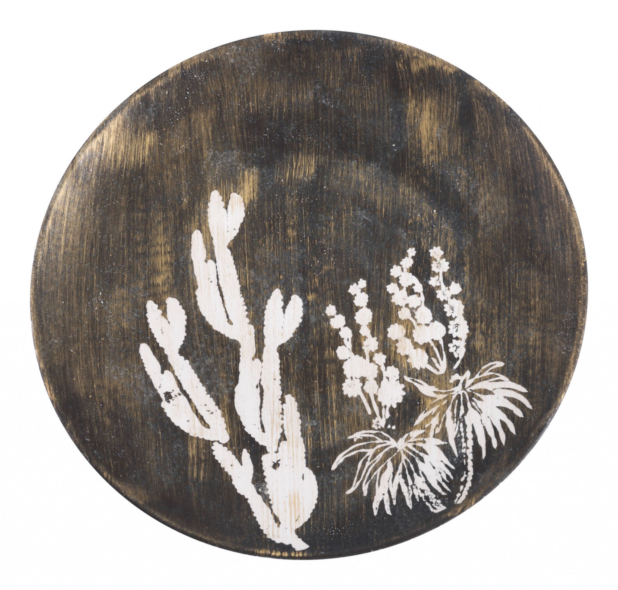 17.9" x 17.9" x 2.4" Antique Gold & White, Ceramic, Large Plate