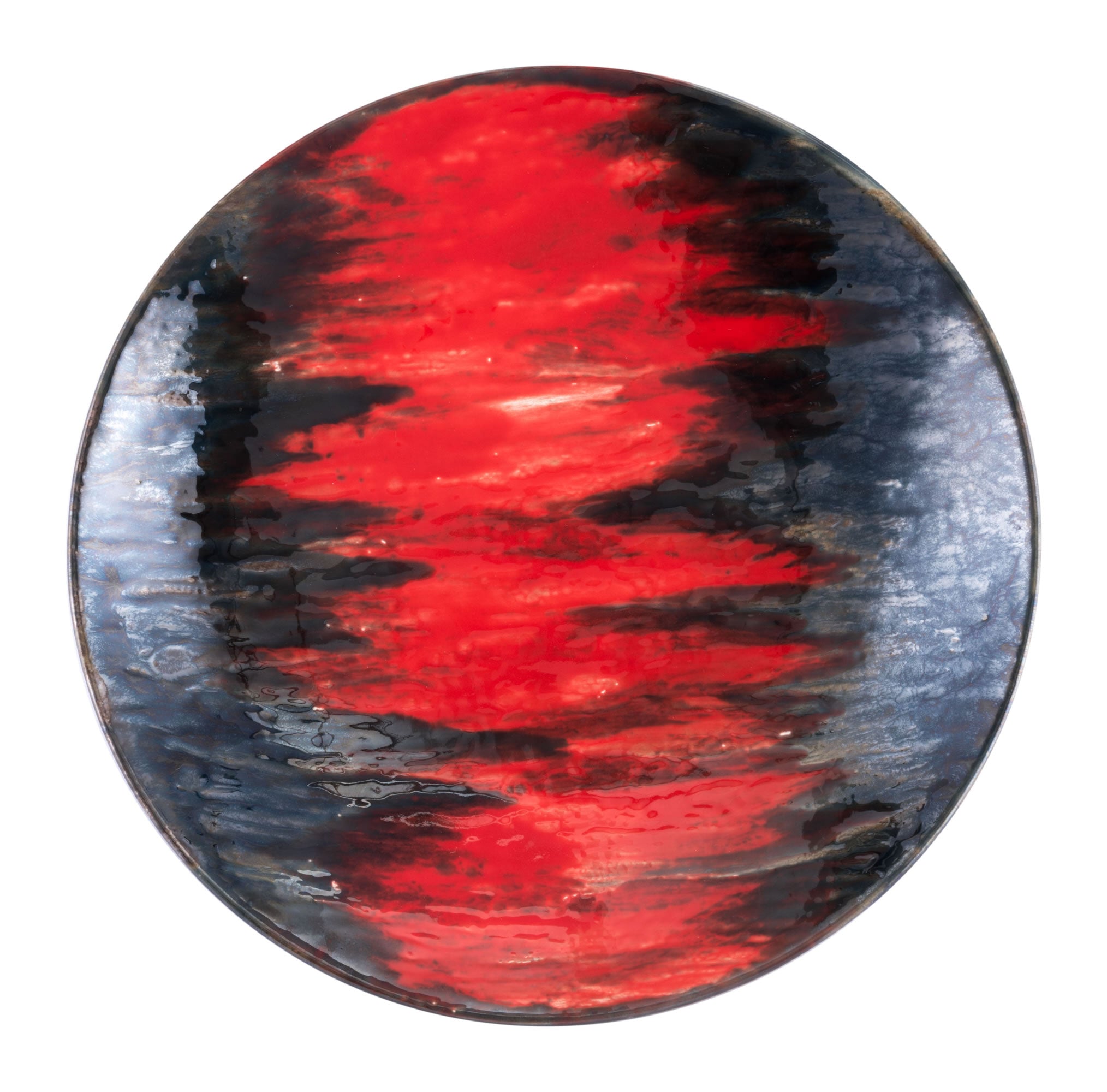 14.6" x 14.6" x 2.4" Black & Red, Ceramic, Plate
