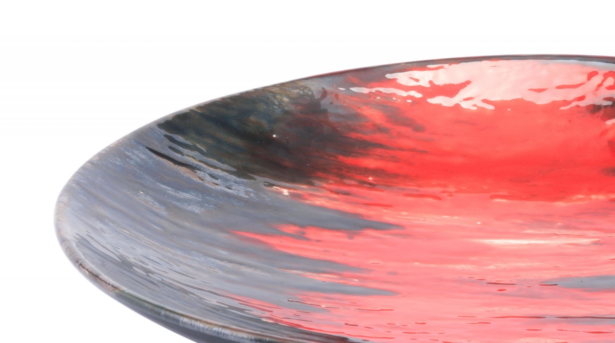 14.6" x 14.6" x 2.4" Black & Red, Ceramic, Plate