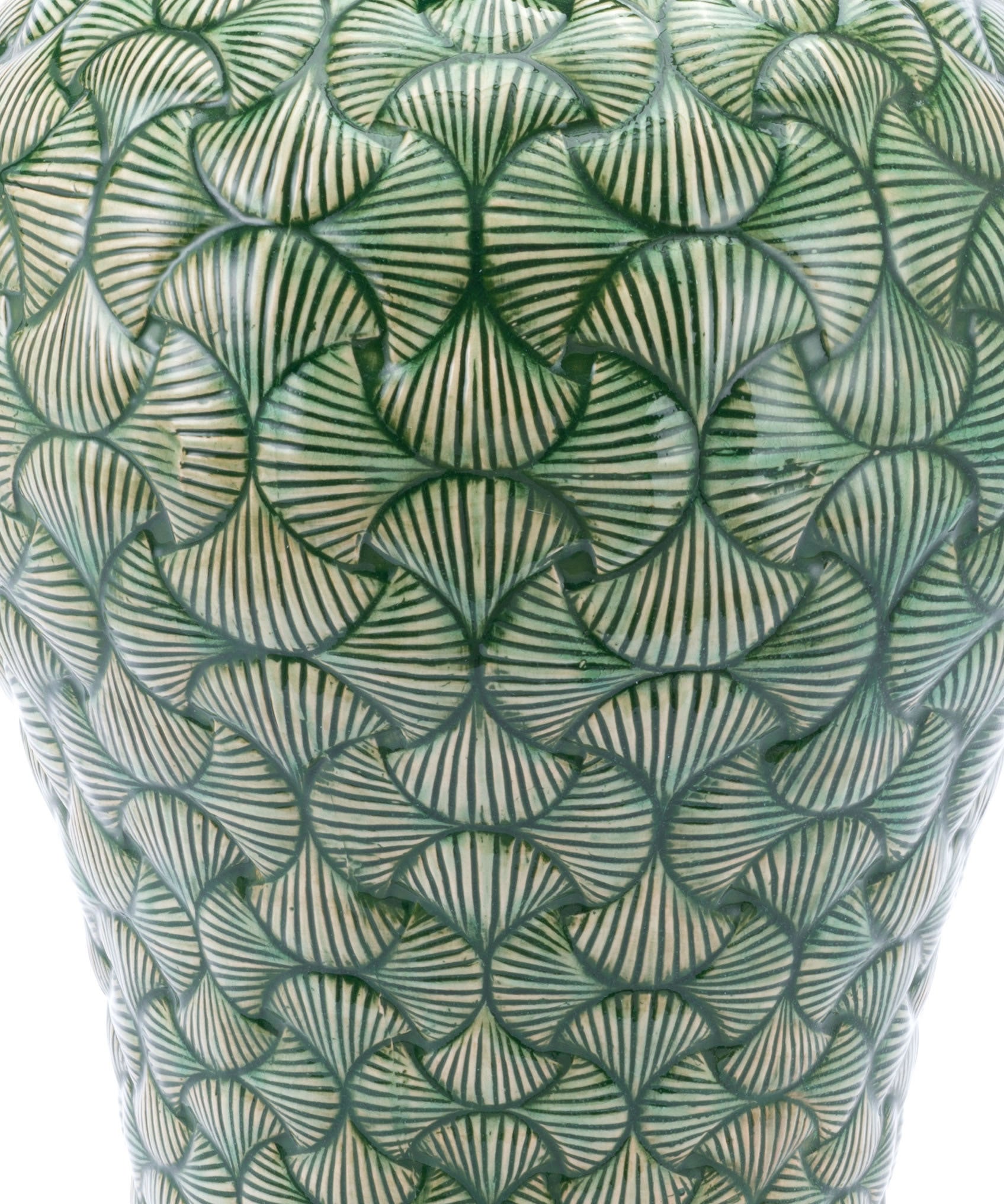 16.9" x 16.9" x 30.7" Green, Ceramic, Large Temple Jar