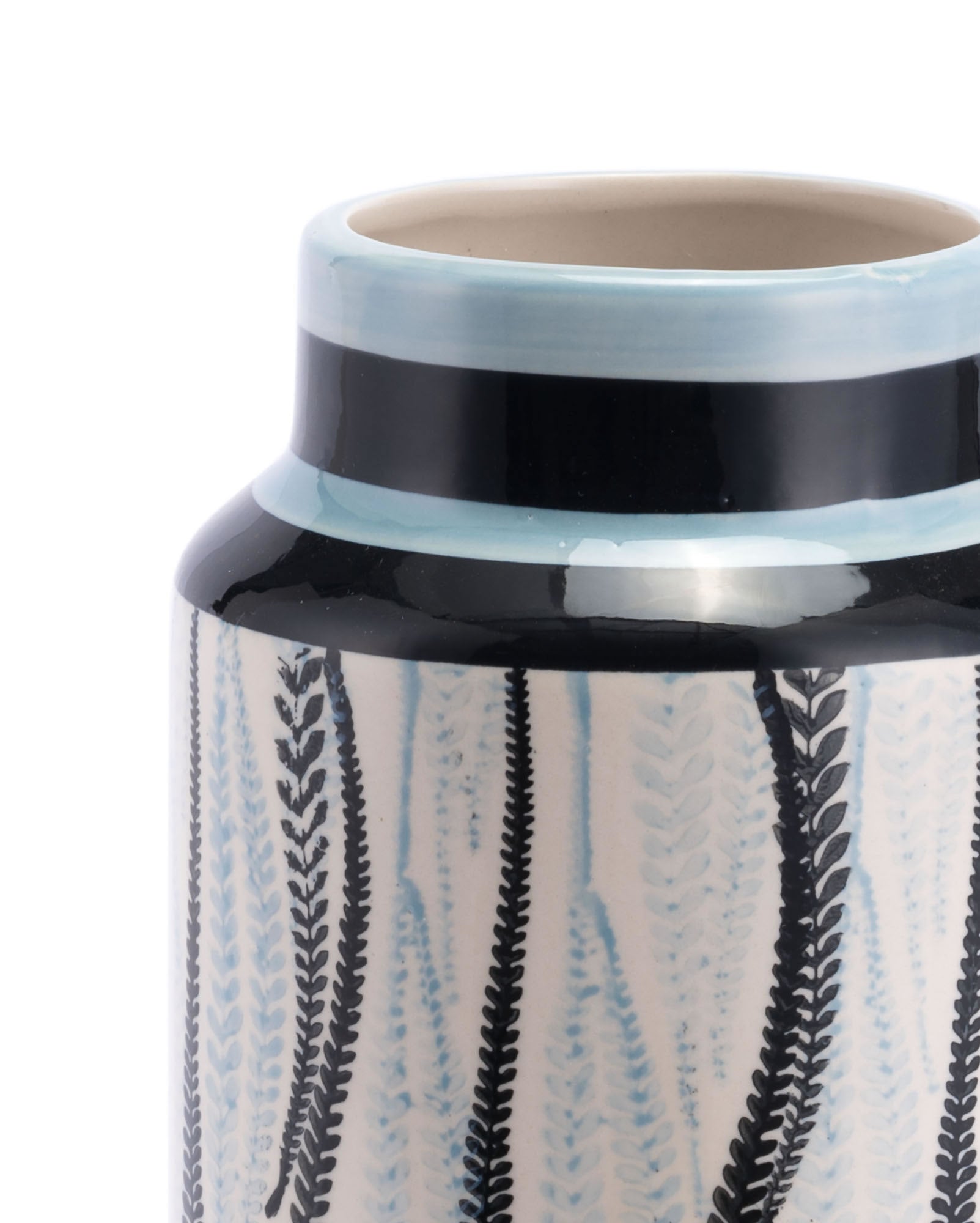 5.5" x 5.5" x 11.4" White & Black, Ceramic, Small Vase