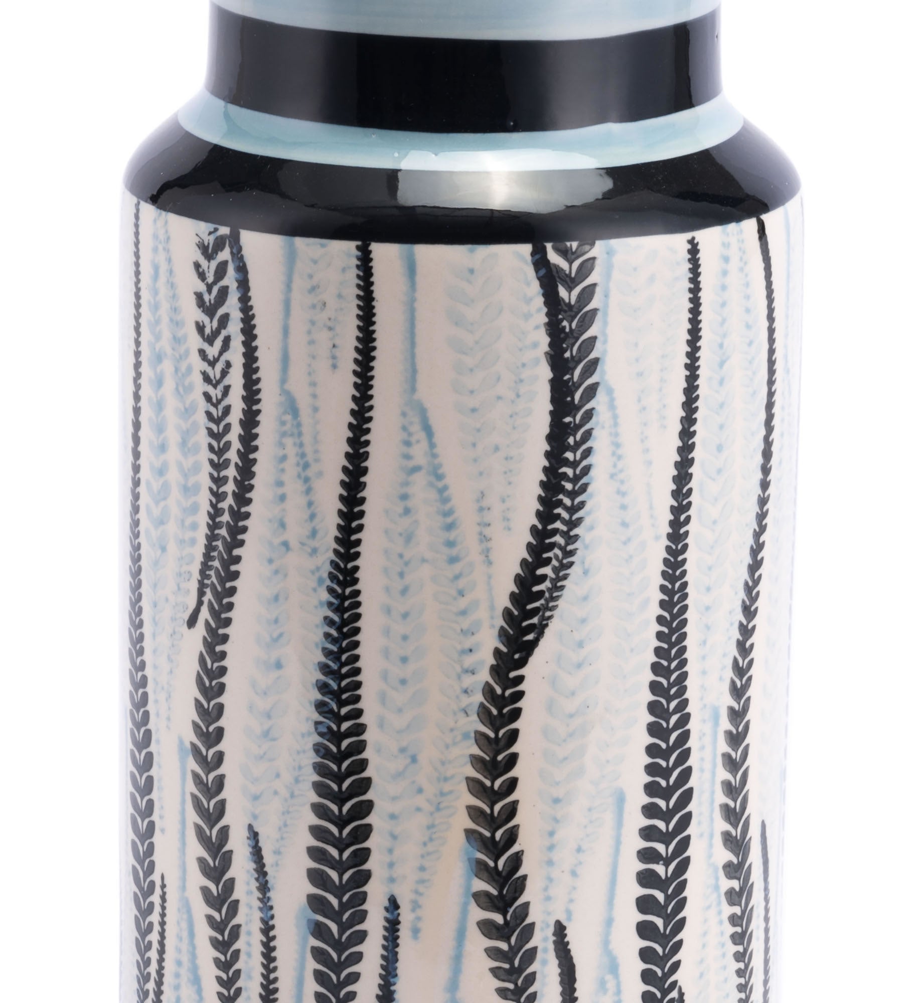 5.5" x 5.5" x 11.4" White & Black, Ceramic, Small Vase