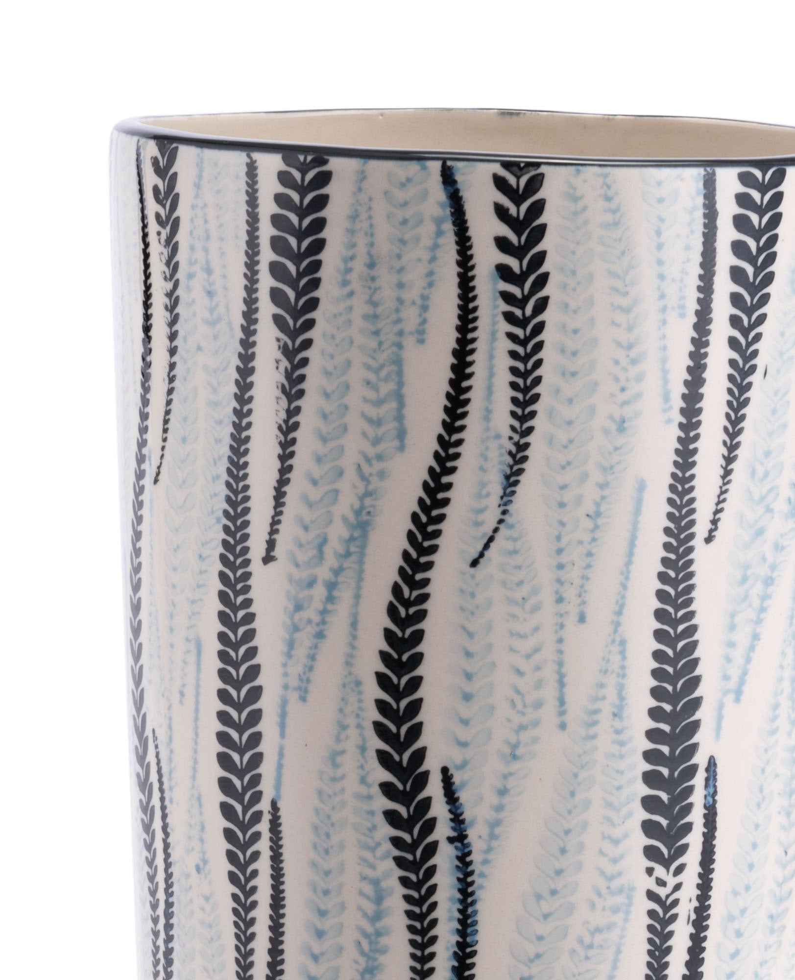 6.9" x 6.9" x 18.1" White & Black, Ceramic, Tall Vase