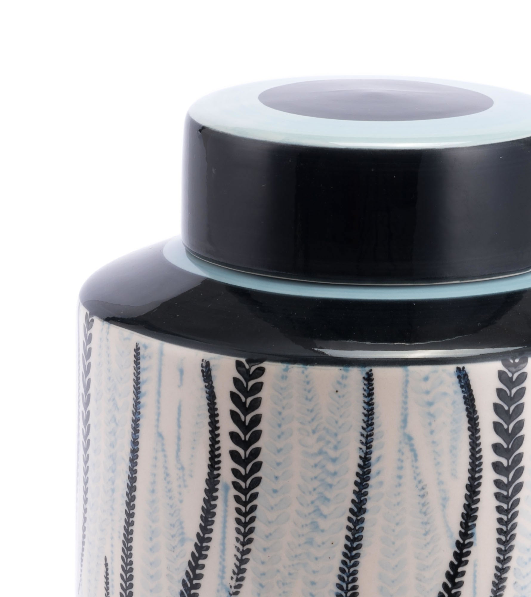 8.1" x 8.1" x 9.8" White & Black, Ceramic, Large Jar