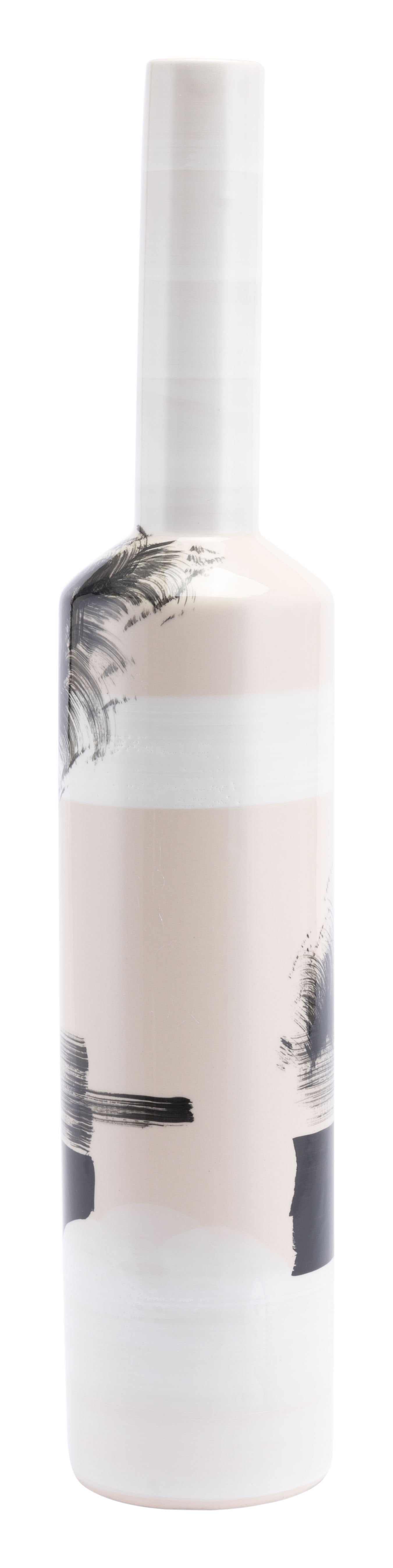 6.3" x 6.3" x 31.1" White & Black, Ceramic, Large Bottle
