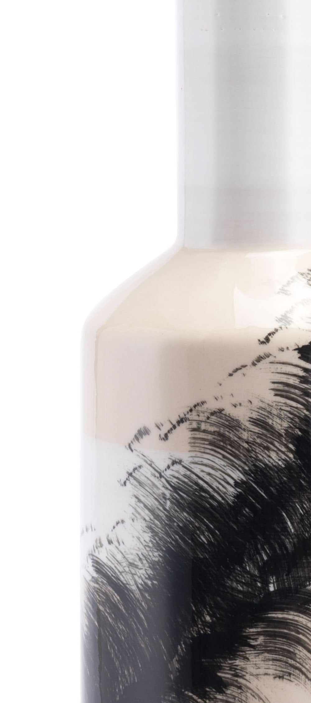 6.3" x 6.3" x 31.1" White & Black, Ceramic, Large Bottle