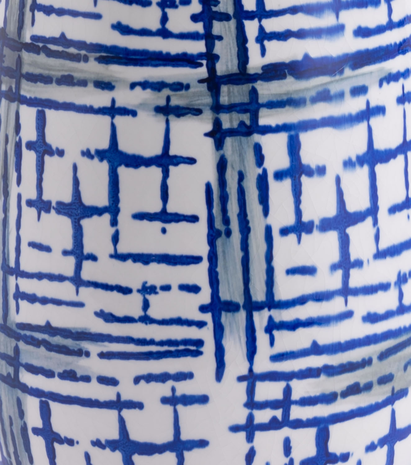 6.5" x 6.5" x 12.2" Blue & White, Ceramic, Medium Vase