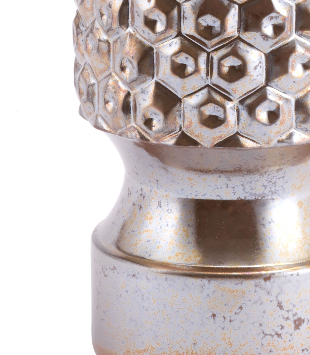 6.3" x 6.3" x 16.1" Antique Gold, Ceramic, Small Vase