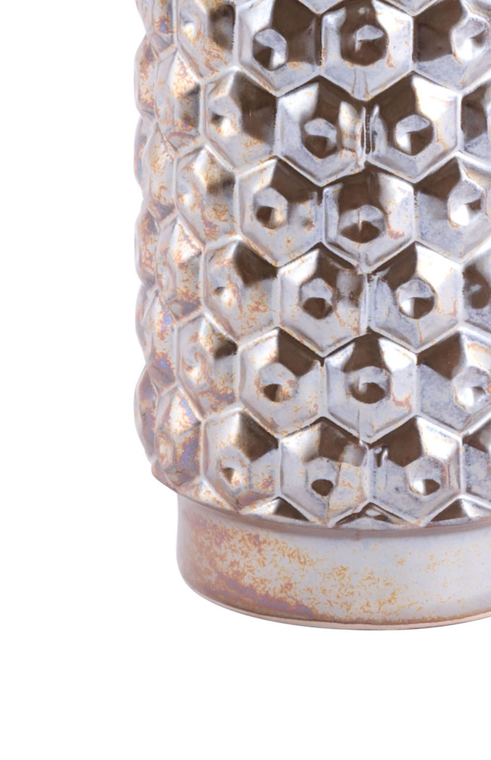 4.9" x 4.9" x 20.5" Antique Gold, Ceramic, Medium Vase