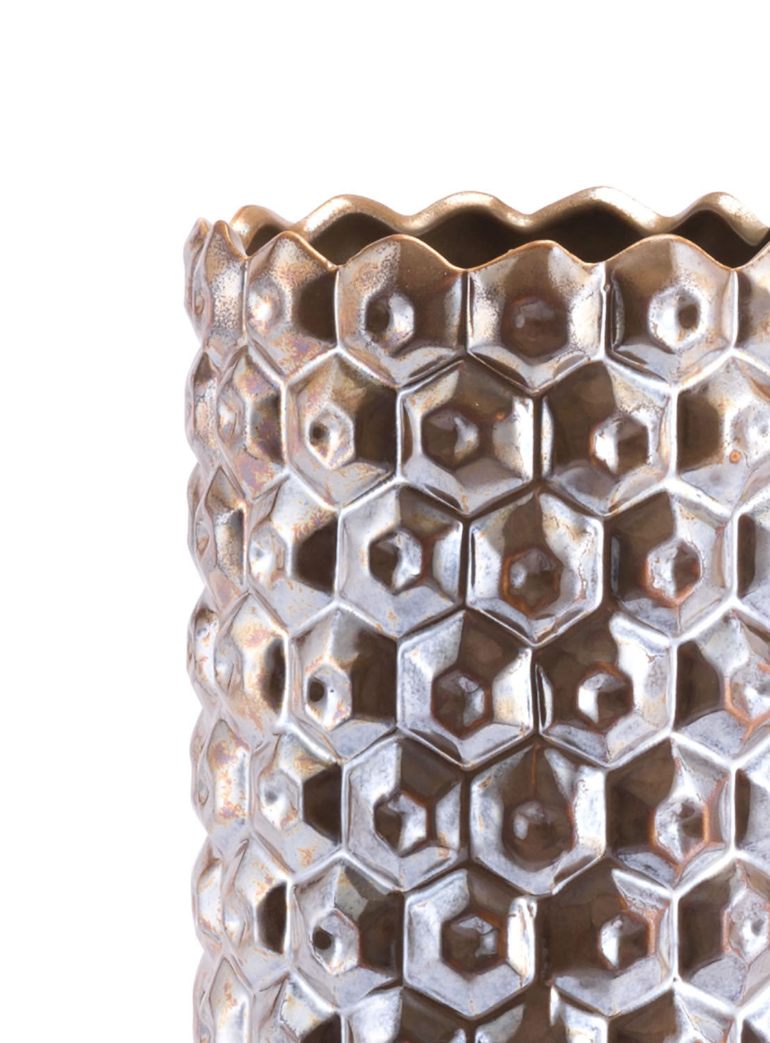 4.9" x 4.9" x 20.5" Antique Gold, Ceramic, Medium Vase