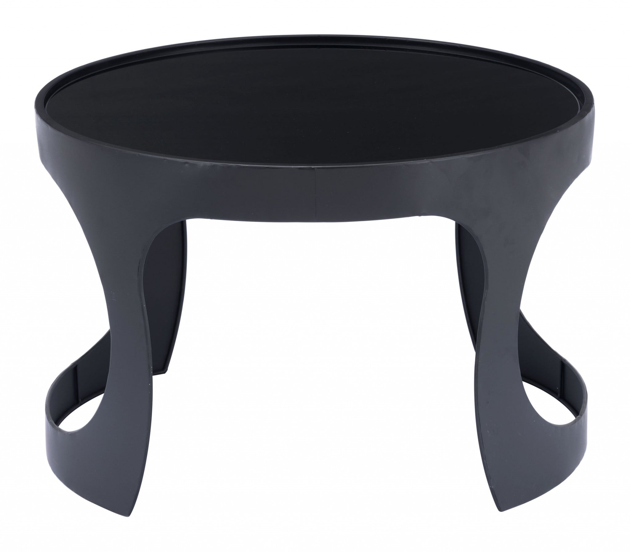 23.6" x 23.6" x 15.7" Black, Glass, Steel, End Table