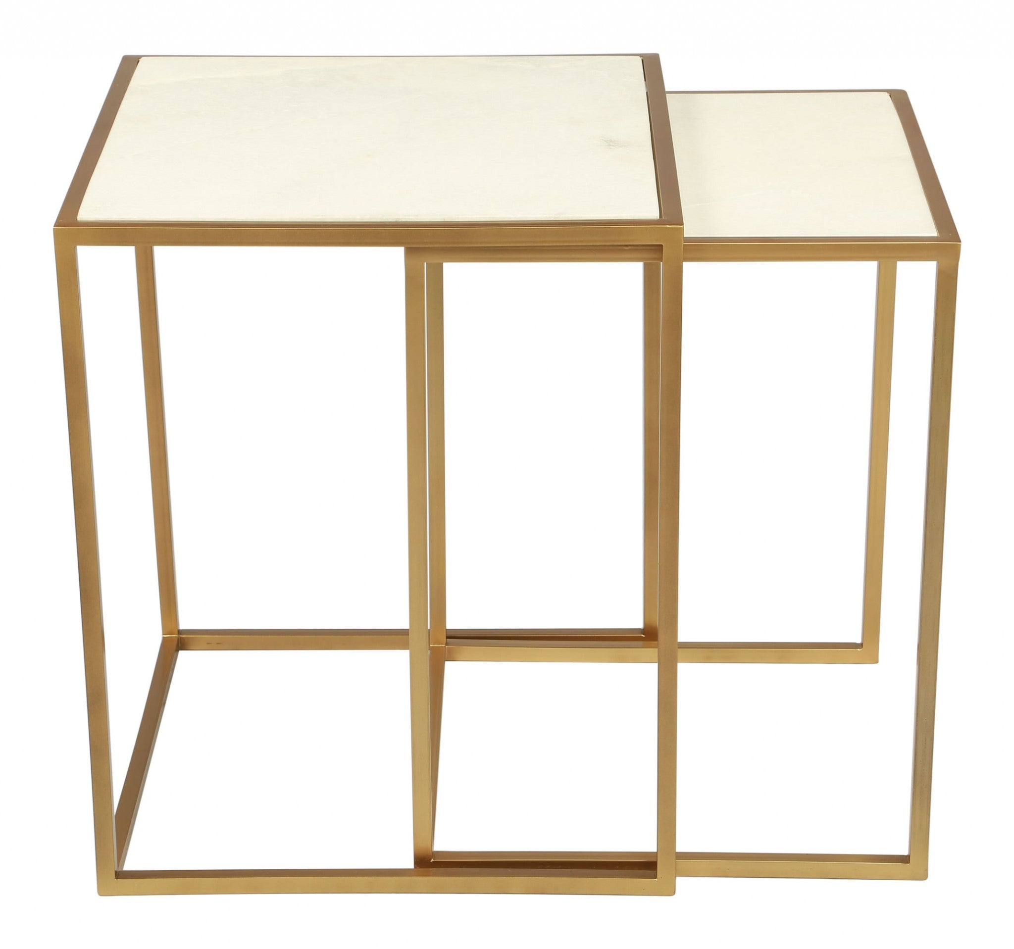 18" x 18" x 22" Stone & Brass, Marble & Brass, Nesting Tables