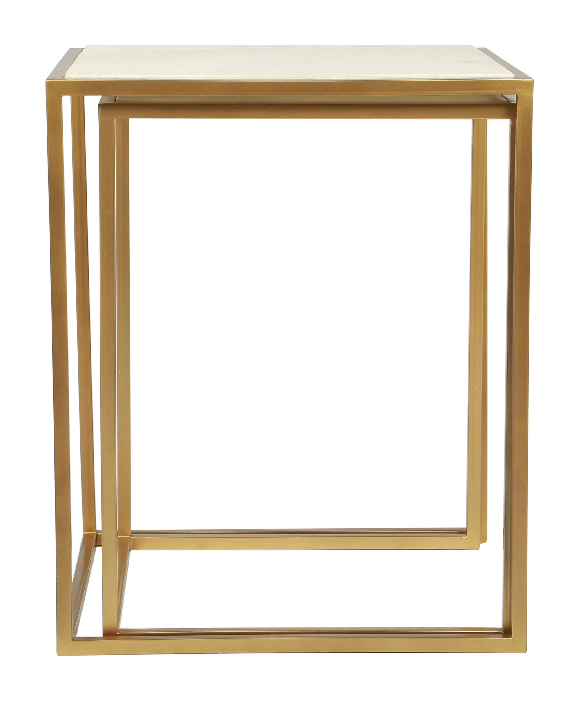 18" x 18" x 22" Stone & Brass, Marble & Brass, Nesting Tables