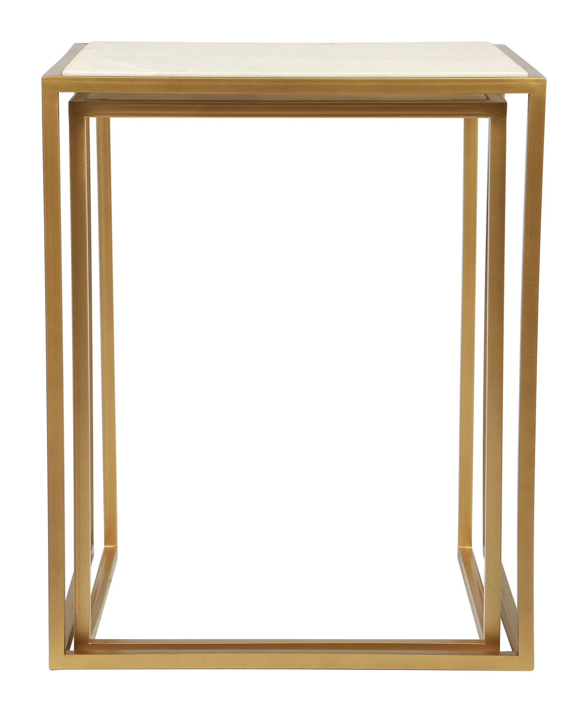 18" x 18" x 22" Stone & Brass, Marble & Brass, Nesting Tables