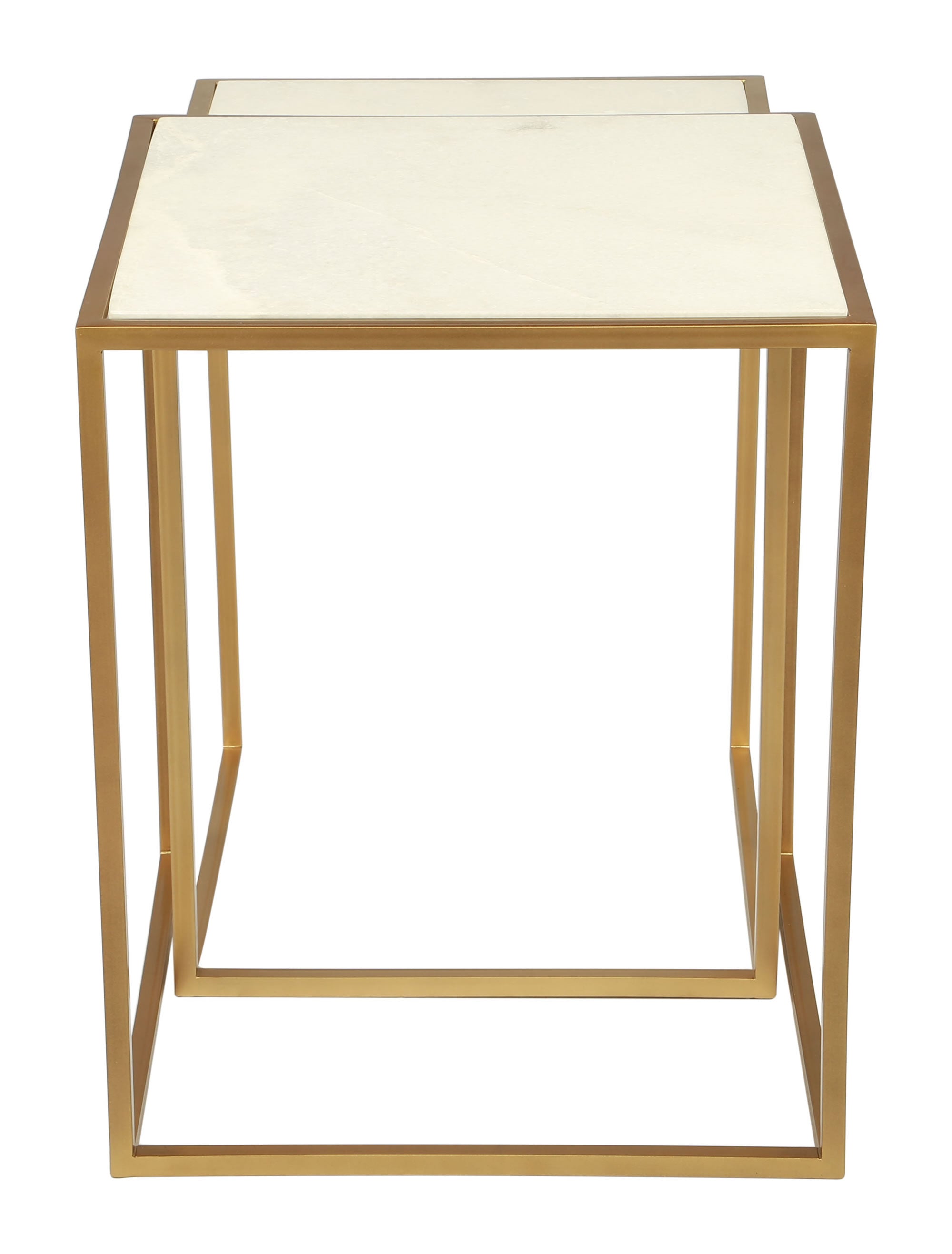 18" x 18" x 22" Stone & Brass, Marble & Brass, Nesting Tables