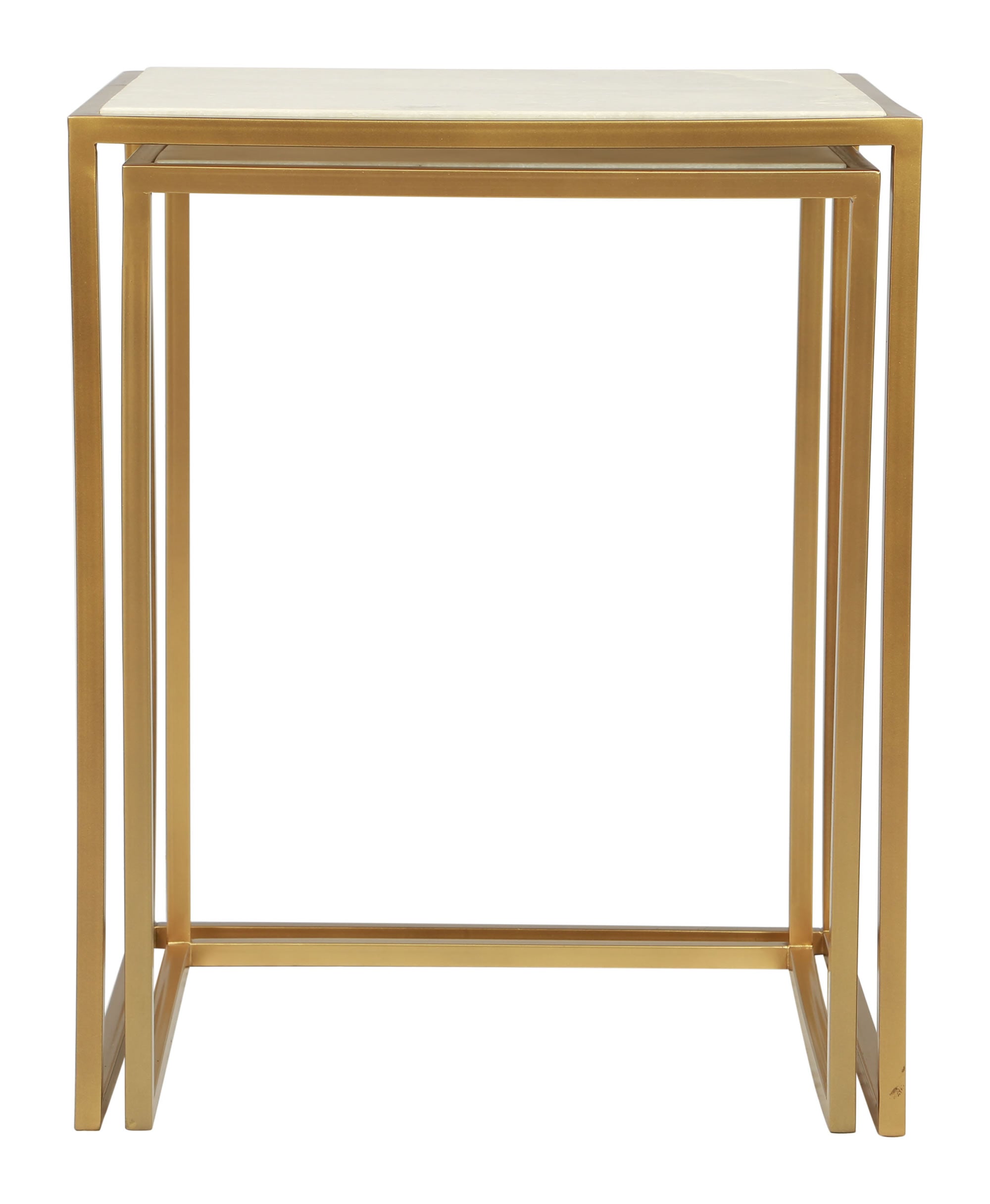 18" x 18" x 22" Stone & Brass, Marble & Brass, Nesting Tables