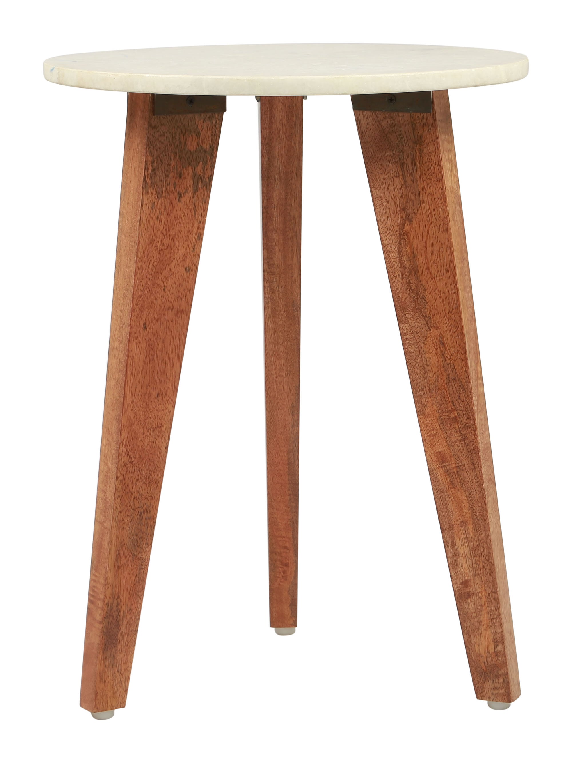 16" x 16" x 22" Stone & Brown, Marble & Wood, End Table