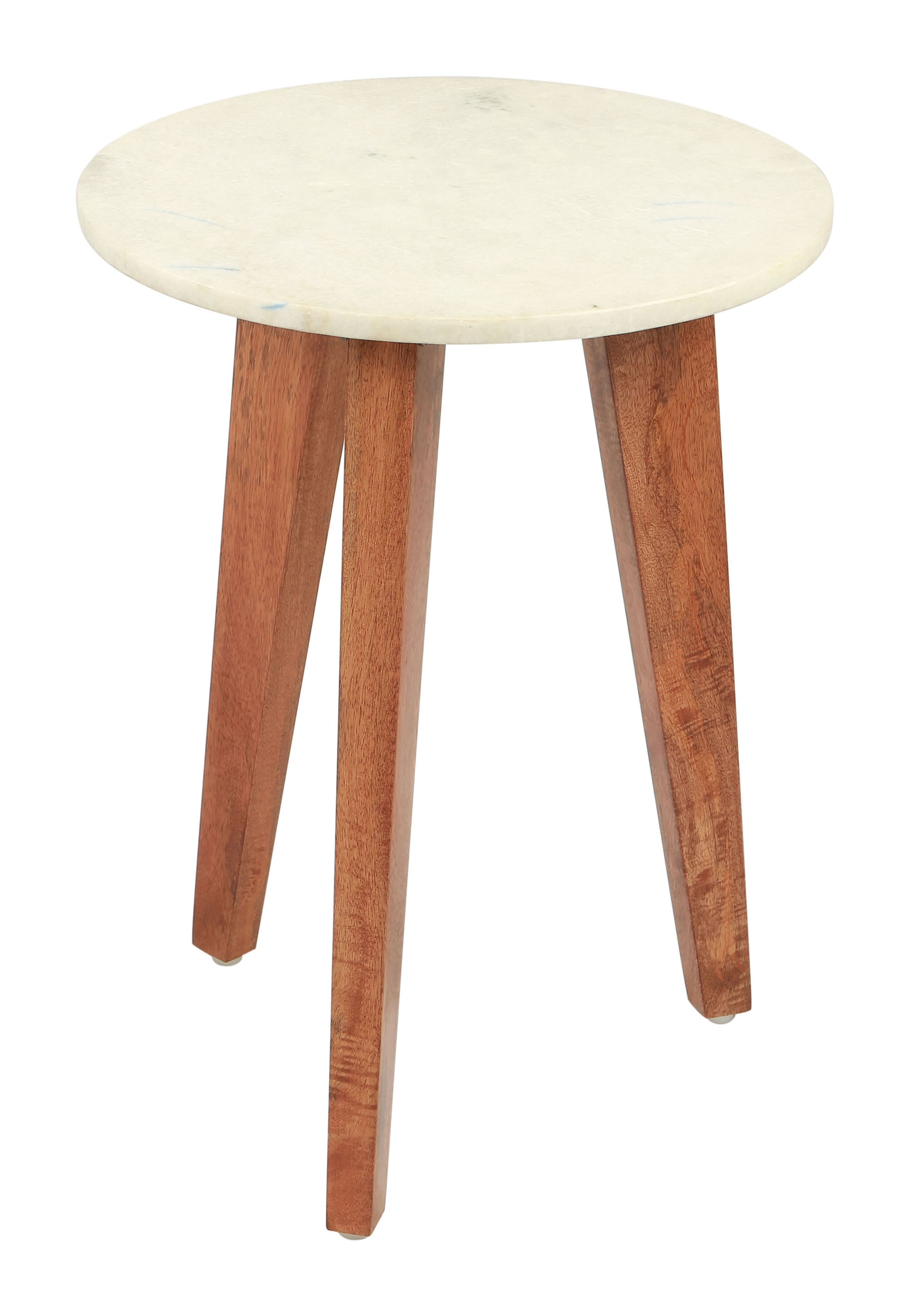 16" x 16" x 22" Stone & Brown, Marble & Wood, End Table