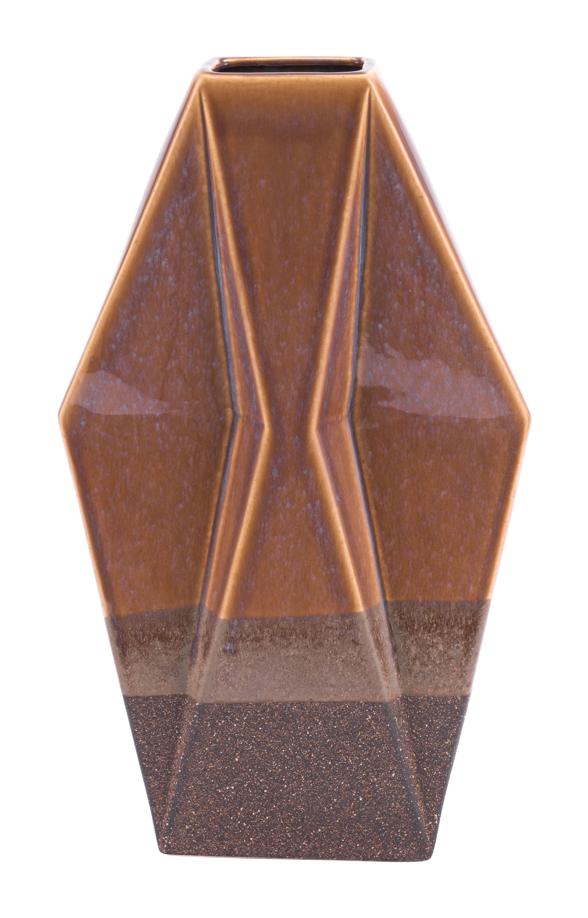 10.2" x 3.9" x 17.7" Brown, Ceramic, Large Vase