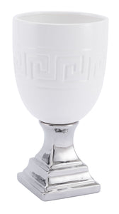 8.5" x 8.5" x 15.7" White & Silver, Ceramic, Medium